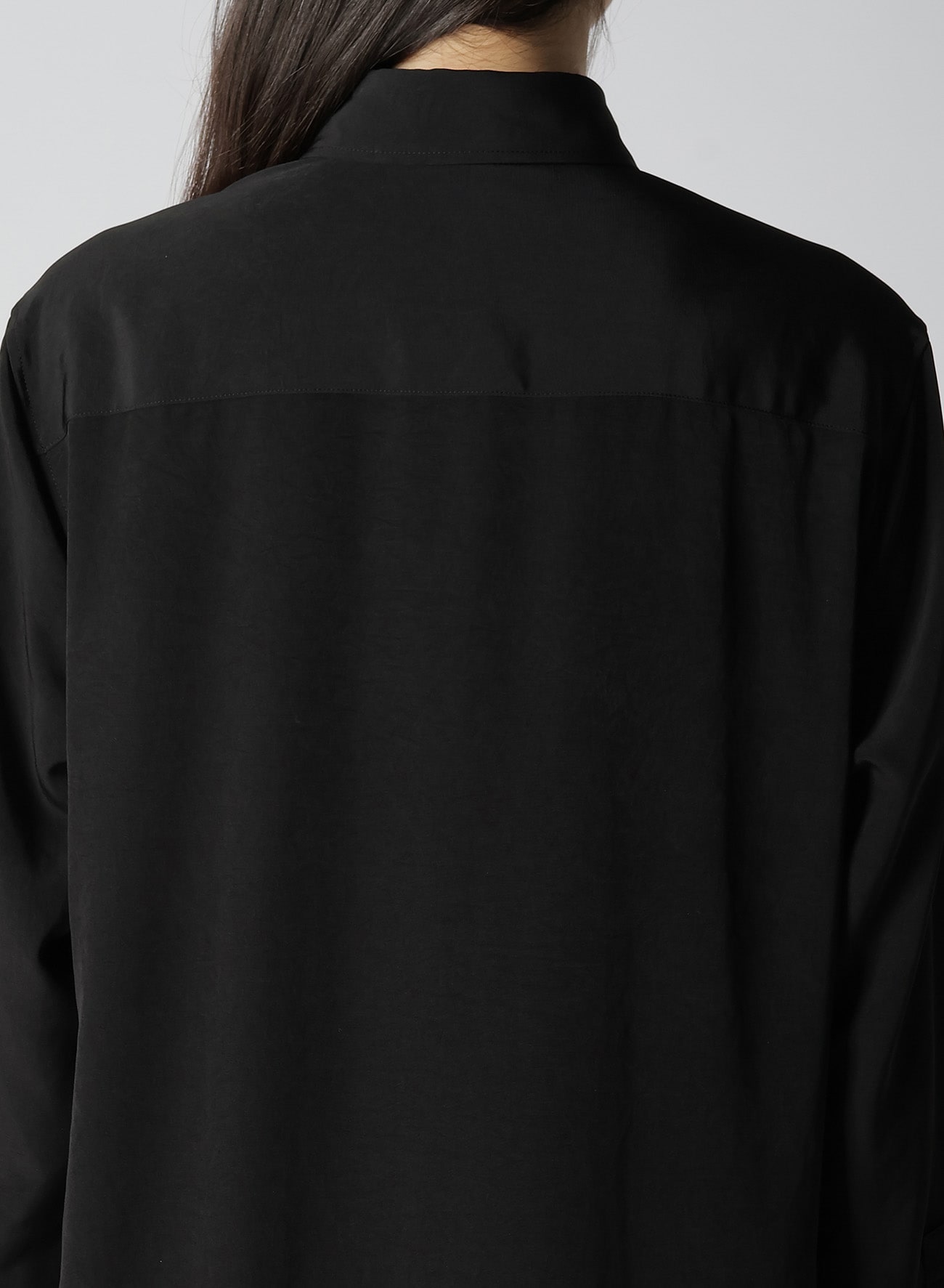 TRIACETATE/POLYESTER CREPE de CHINE LEFT FRONT DRAPED DRESS SHIRT