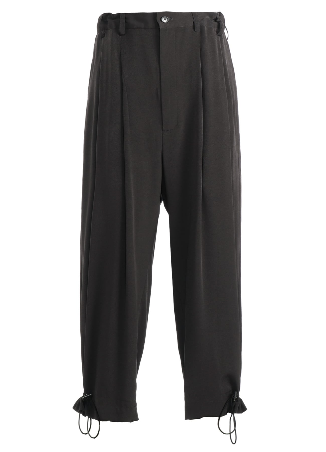 TRIACETATE/POLYESTER CREPE de CHINE TWO TUCK DRAWCORD PANTS(FREE 