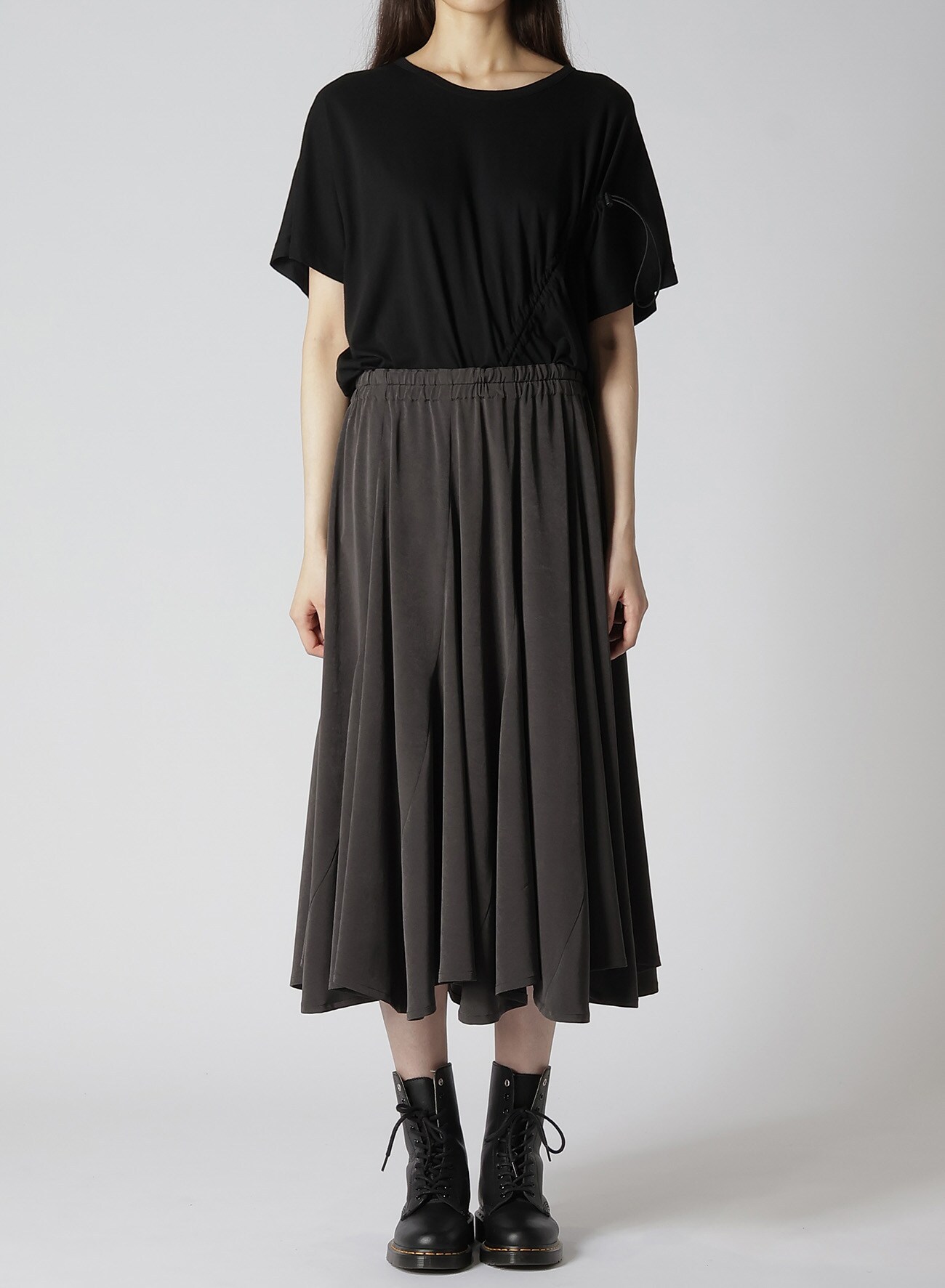 TRIACETATE/POLYESTER CREPE de CHINE 10PIECES GATHERED SKIRT(FREE 