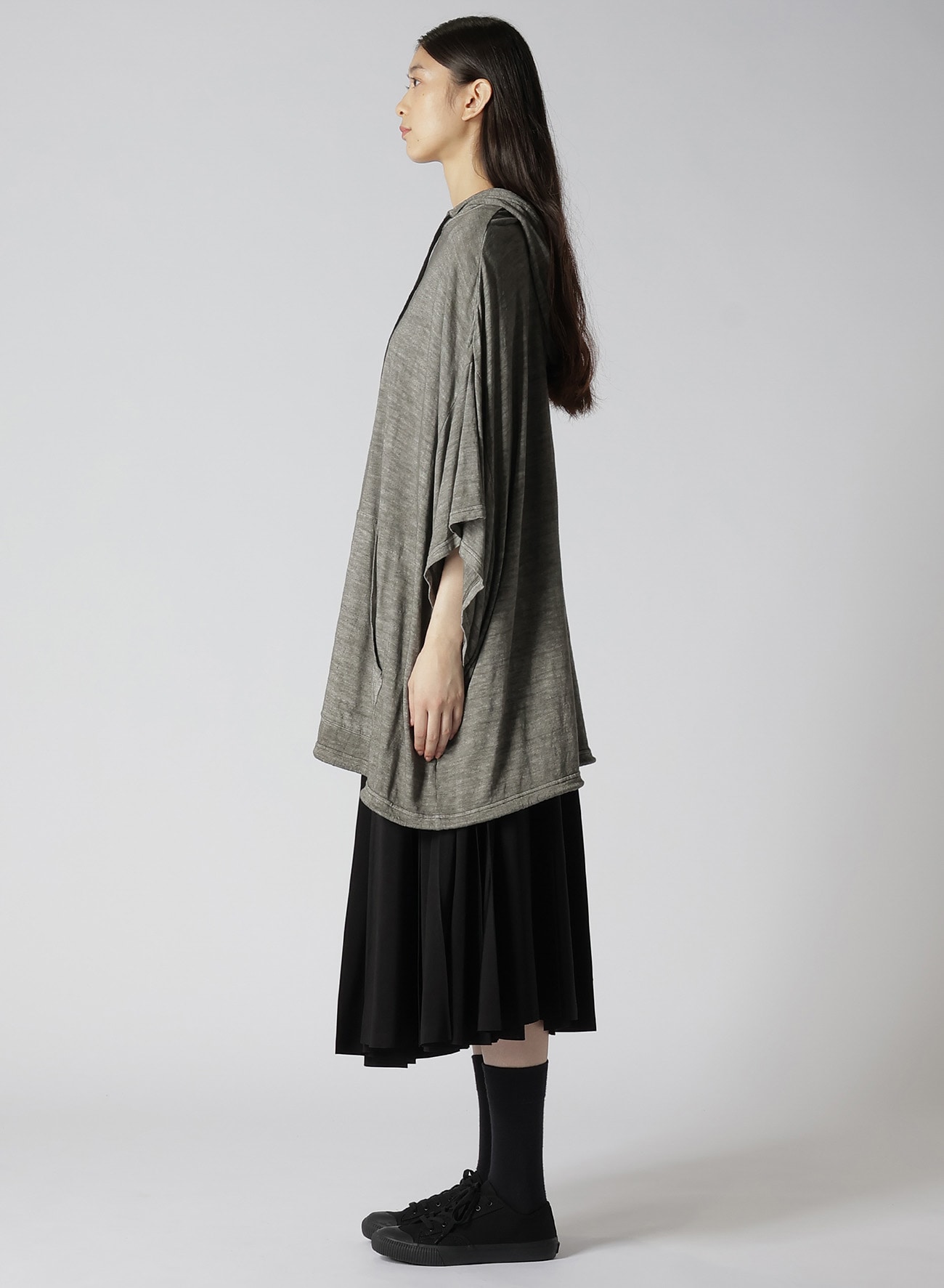 SUMI INK-DYED LINEN JERSEY THREE-QUARTER SLEEVE PULLOVER