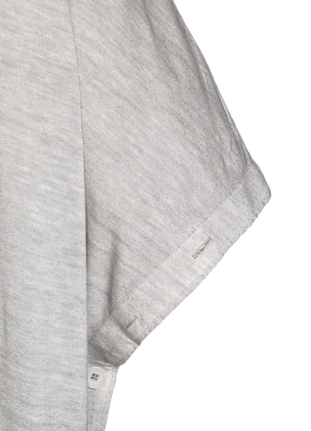 SUMI INK-DYED LINEN JERSEY SIDE BUTTON HALF SLEEVE BIG T-SHIRT