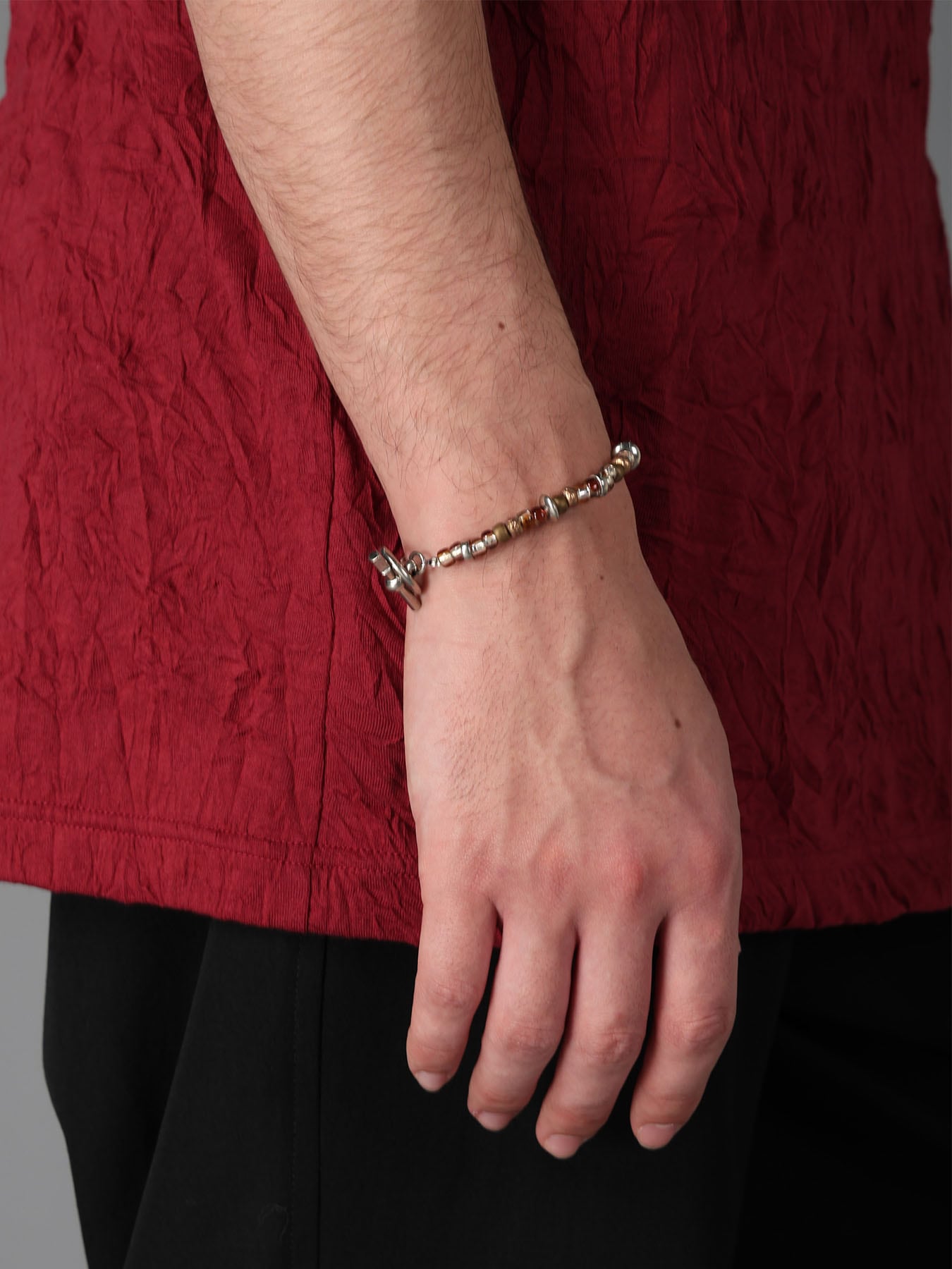 BRASS BROWN BEADS BRACELET