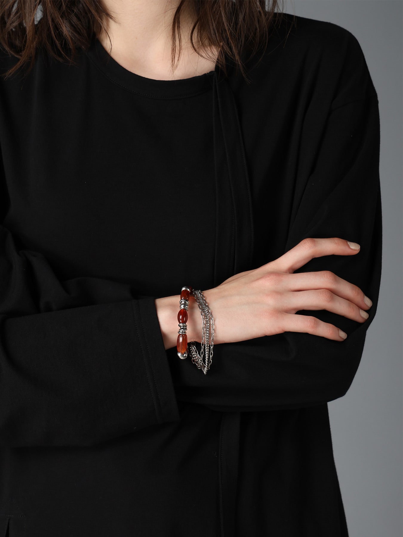 BRASS AMBER BEADS BRACELET