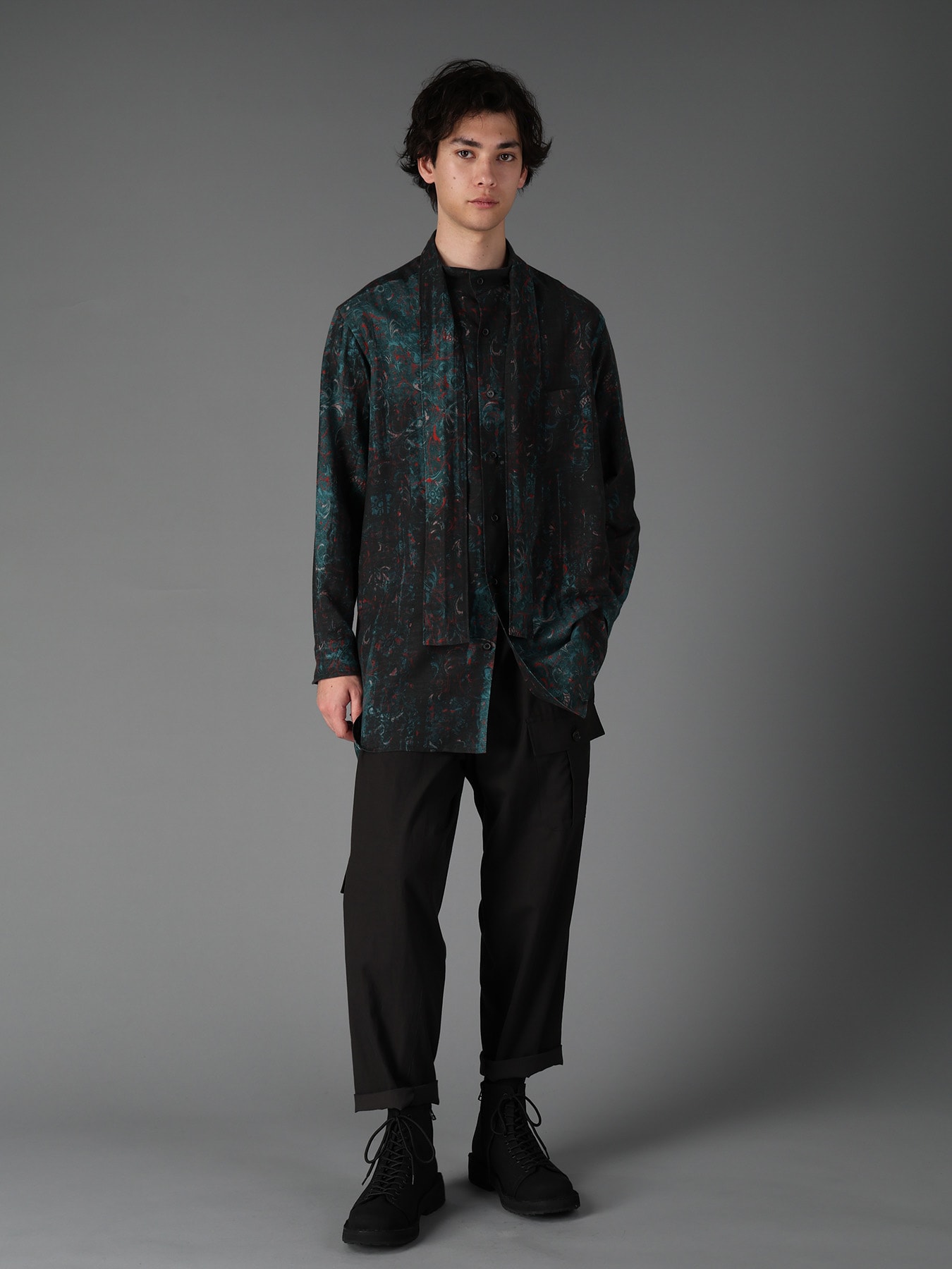 COTTON WOOL VIYELLA PAISLEY PATTERN BOW TIE COLLAR SHIRT