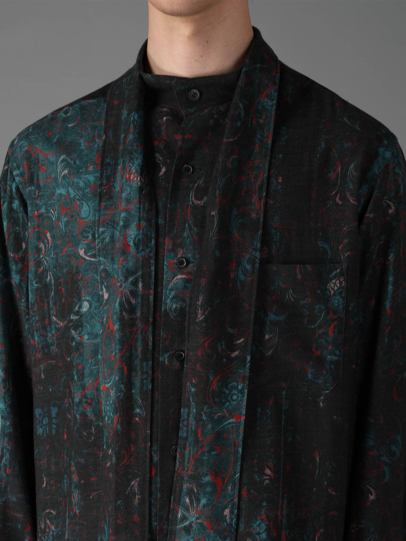 COTTON WOOL VIYELLA PAISLEY PATTERN BOW TIE COLLAR SHIRT