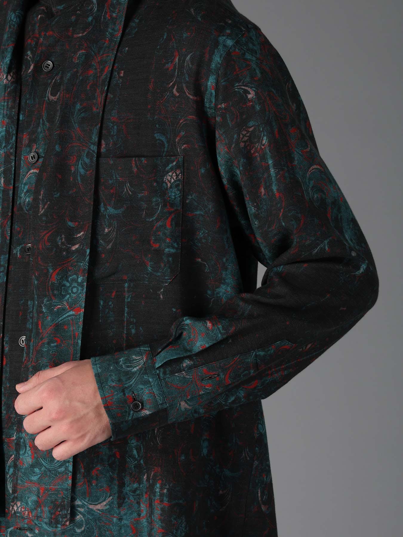 COTTON WOOL VIYELLA PAISLEY PATTERN BOW TIE COLLAR SHIRT
