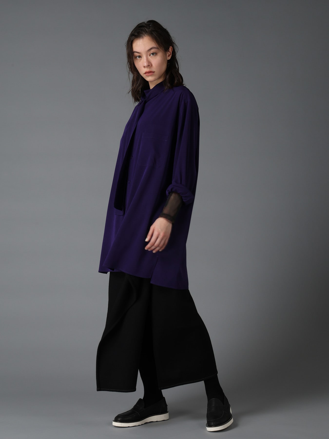 CREPE de CHINE BOW TIE COLLAR SHIRT