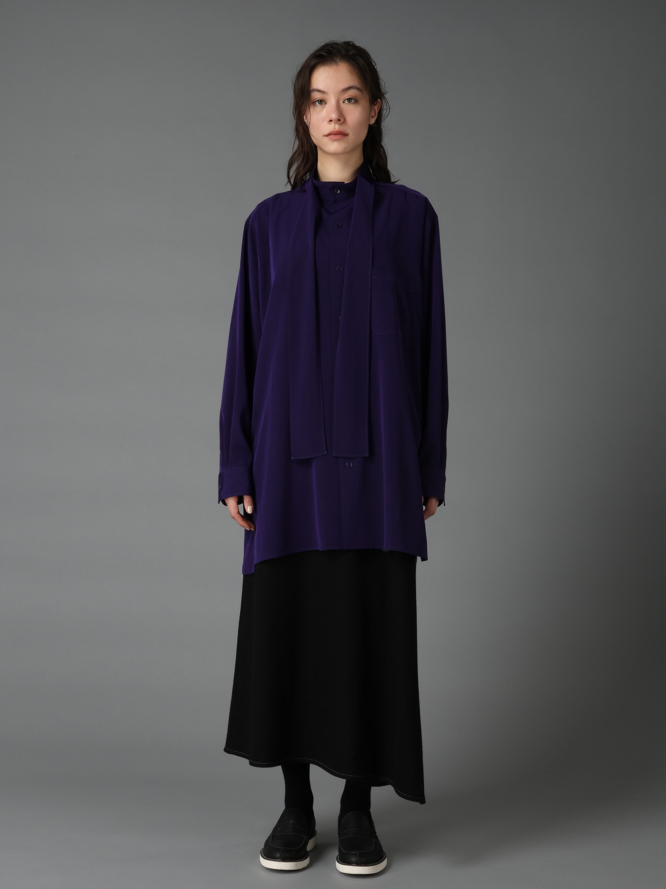 CREPE de CHINE BOW TIE COLLAR SHIRT