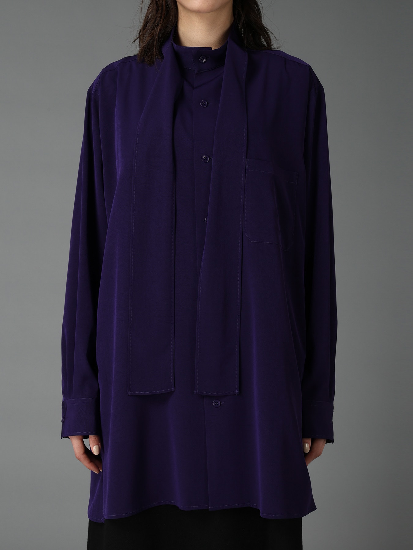 CREPE de CHINE BOW TIE COLLAR SHIRT