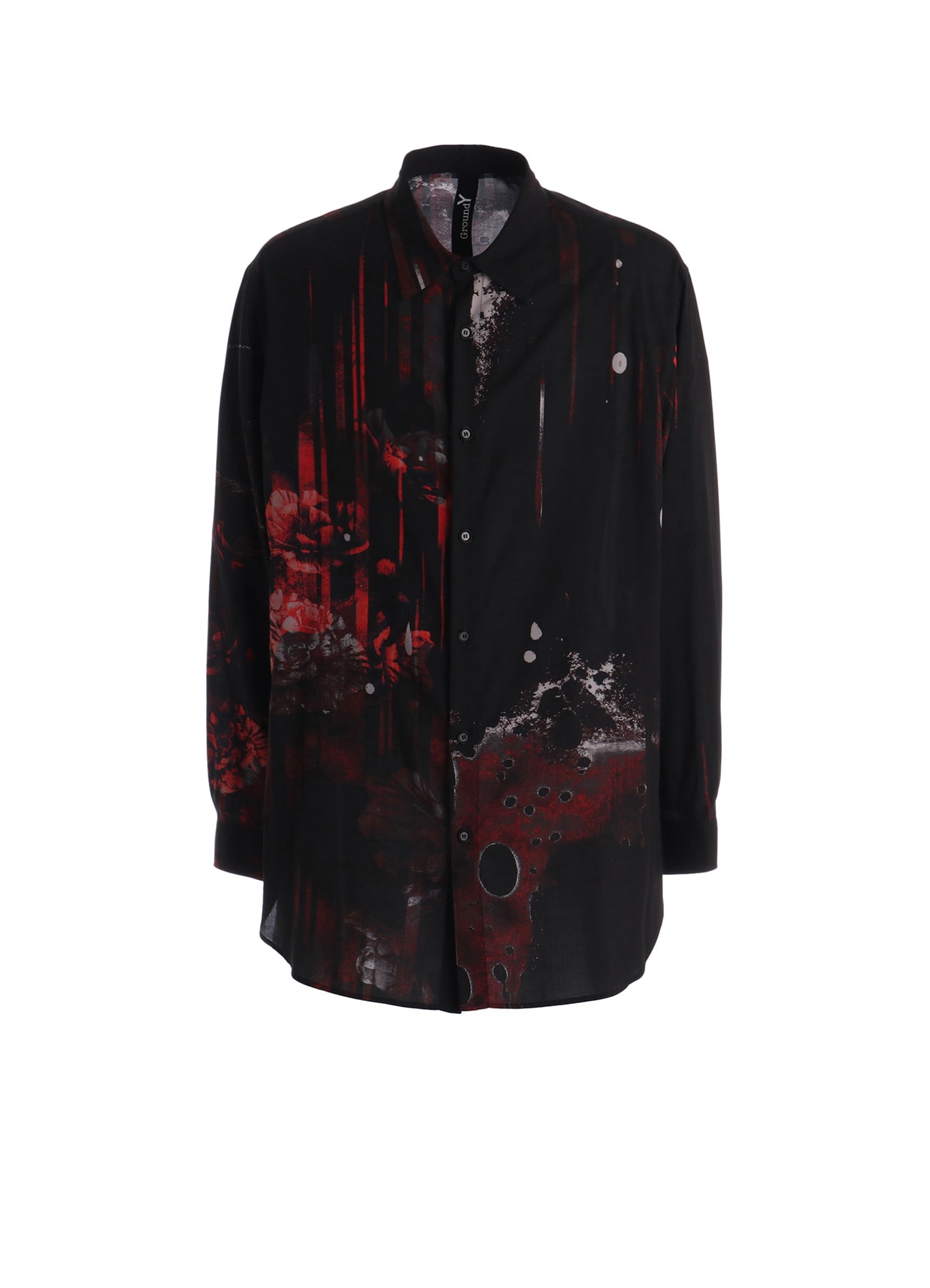 RAYON FLORAL STRIPED BIG SHIRT