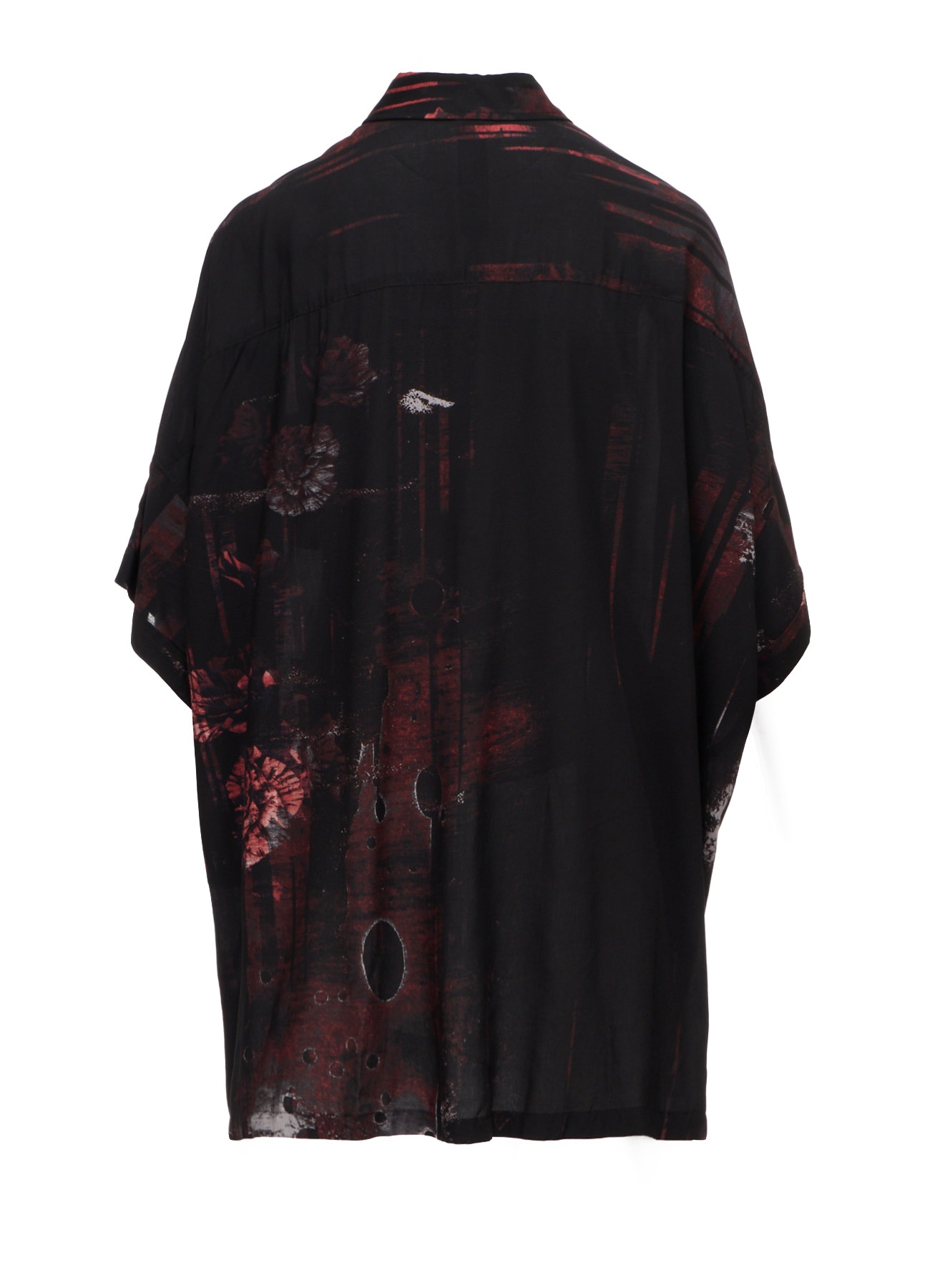 RAYON FLORAL STRIPED FRONT DOLMAN BIG SHIRT