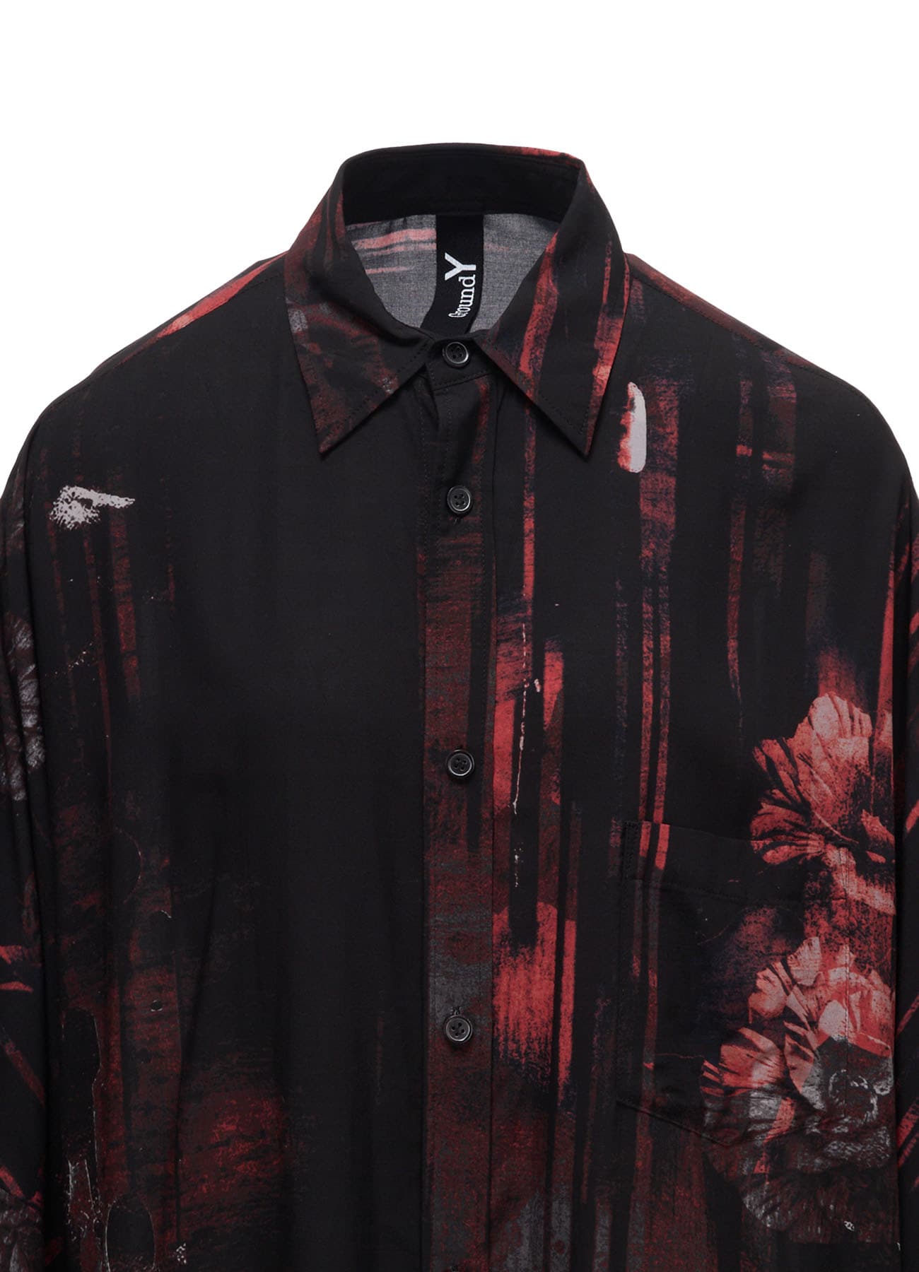 RAYON FLORAL STRIPED FRONT DOLMAN BIG SHIRT