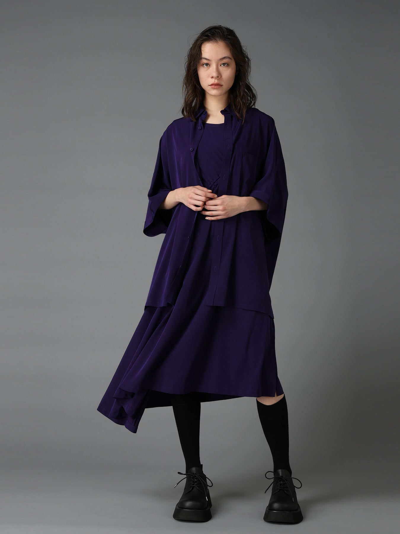 CREPE de CHINE FRONT DOLMAN BIG SHIRT