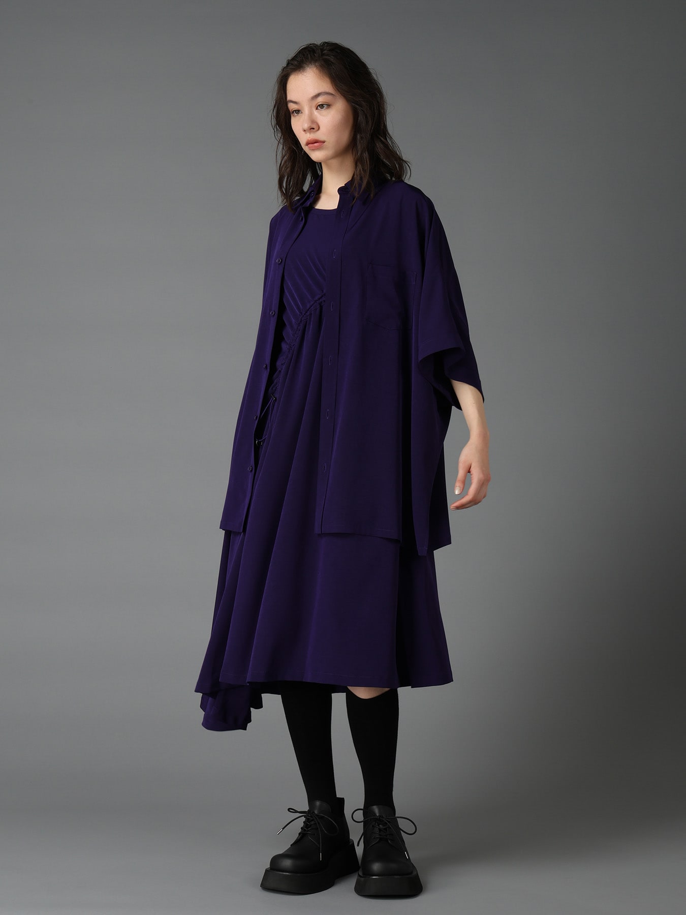 CREPE de CHINE FRONT DOLMAN BIG SHIRT
