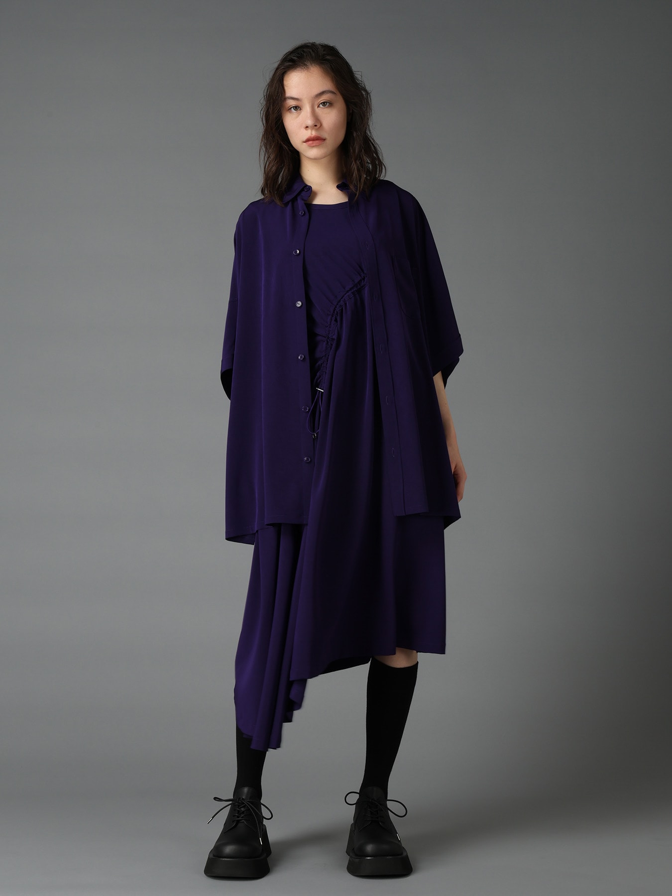 CREPE de CHINE FRONT DOLMAN BIG SHIRT