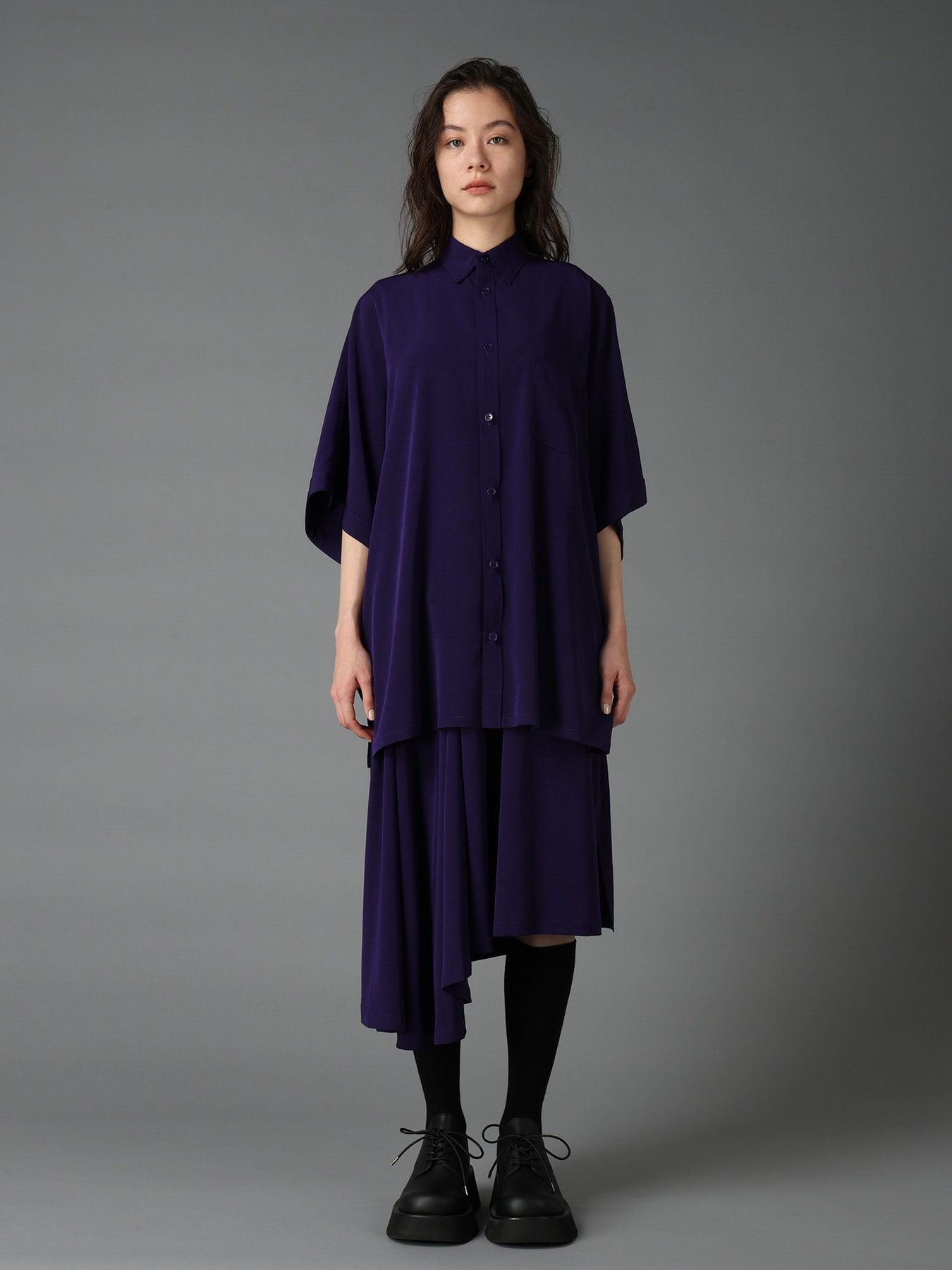 CREPE de CHINE FRONT DOLMAN BIG SHIRT