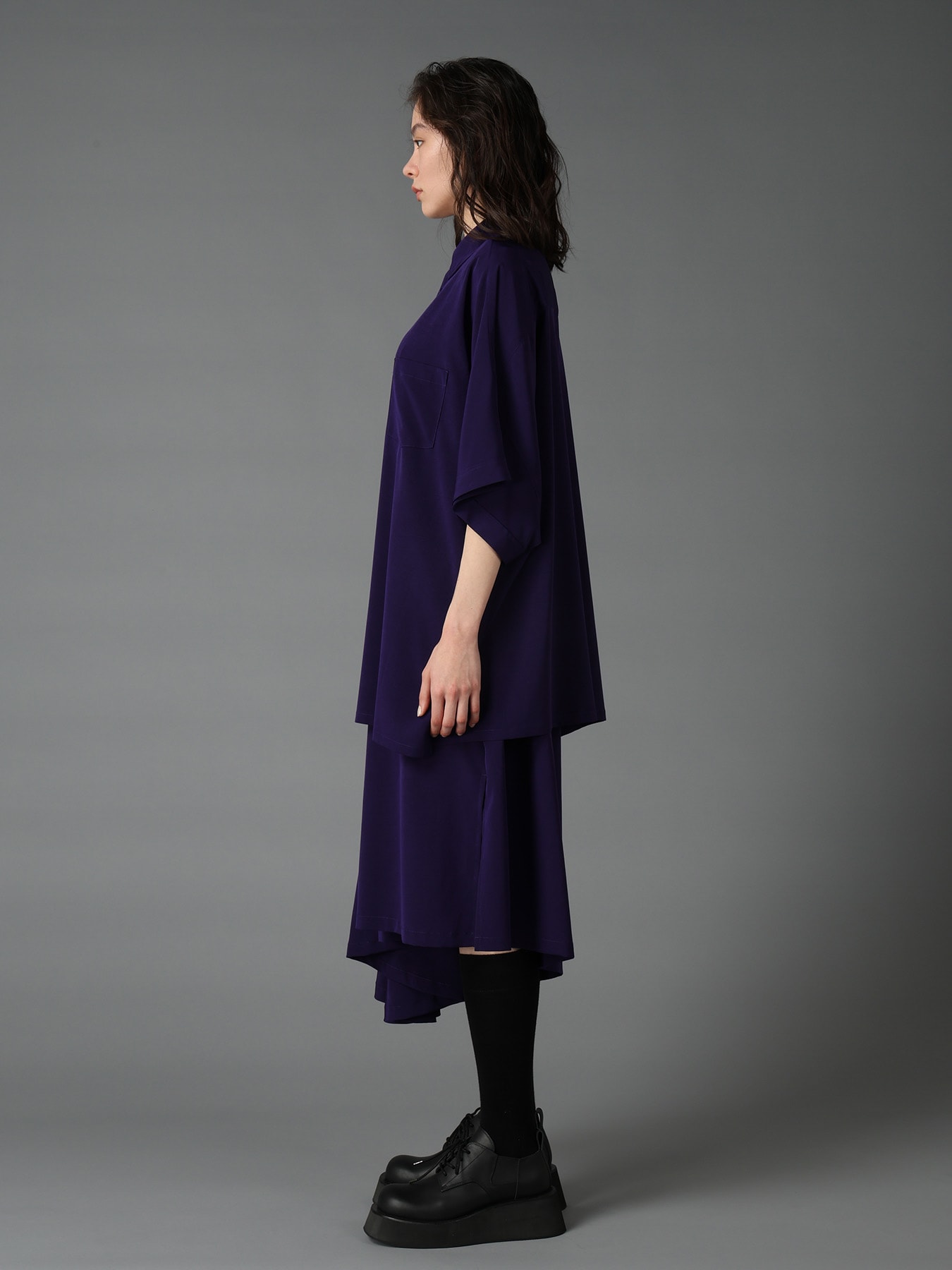 CREPE de CHINE FRONT DOLMAN BIG SHIRT