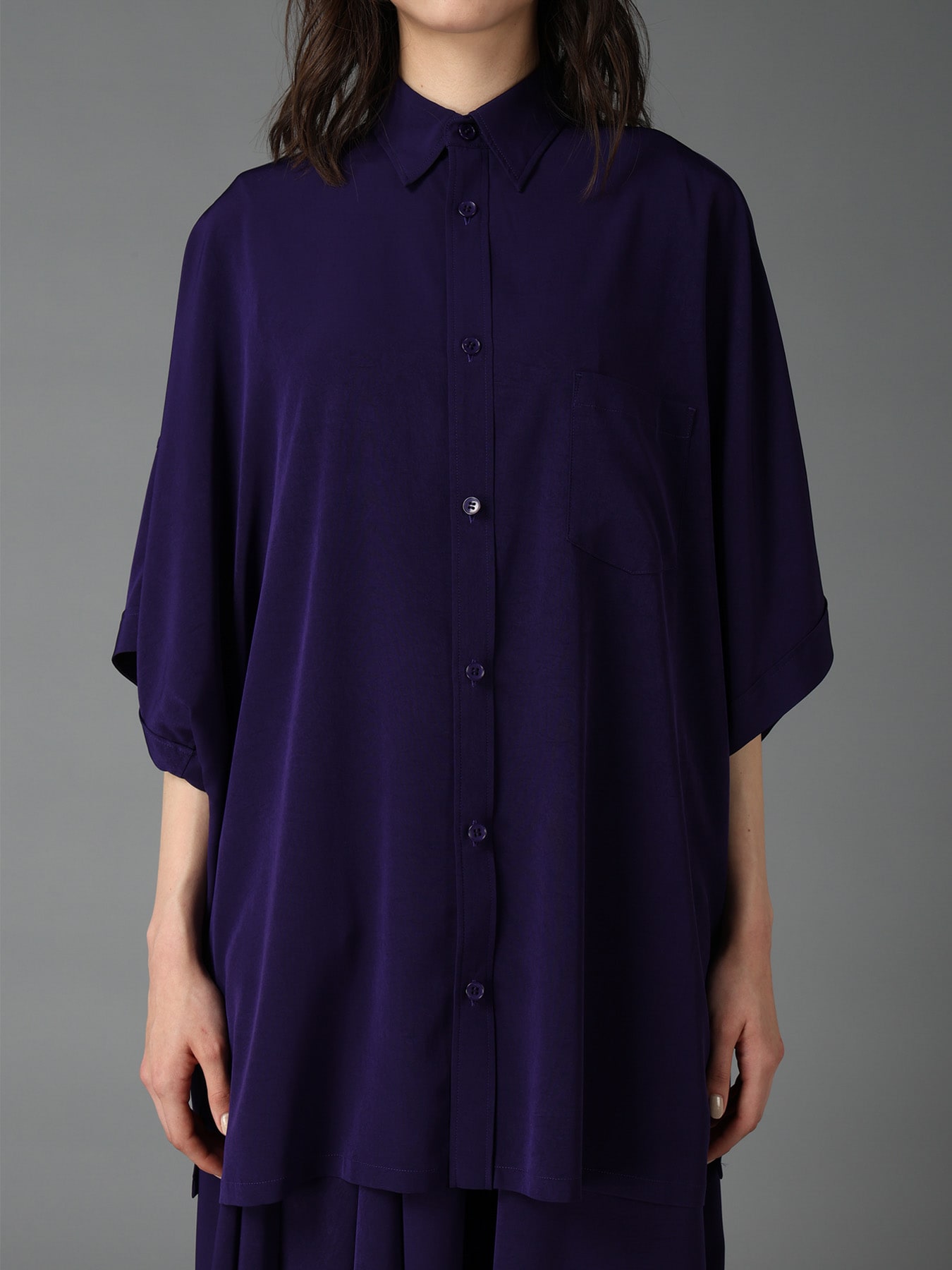 CREPE de CHINE FRONT DOLMAN BIG SHIRT