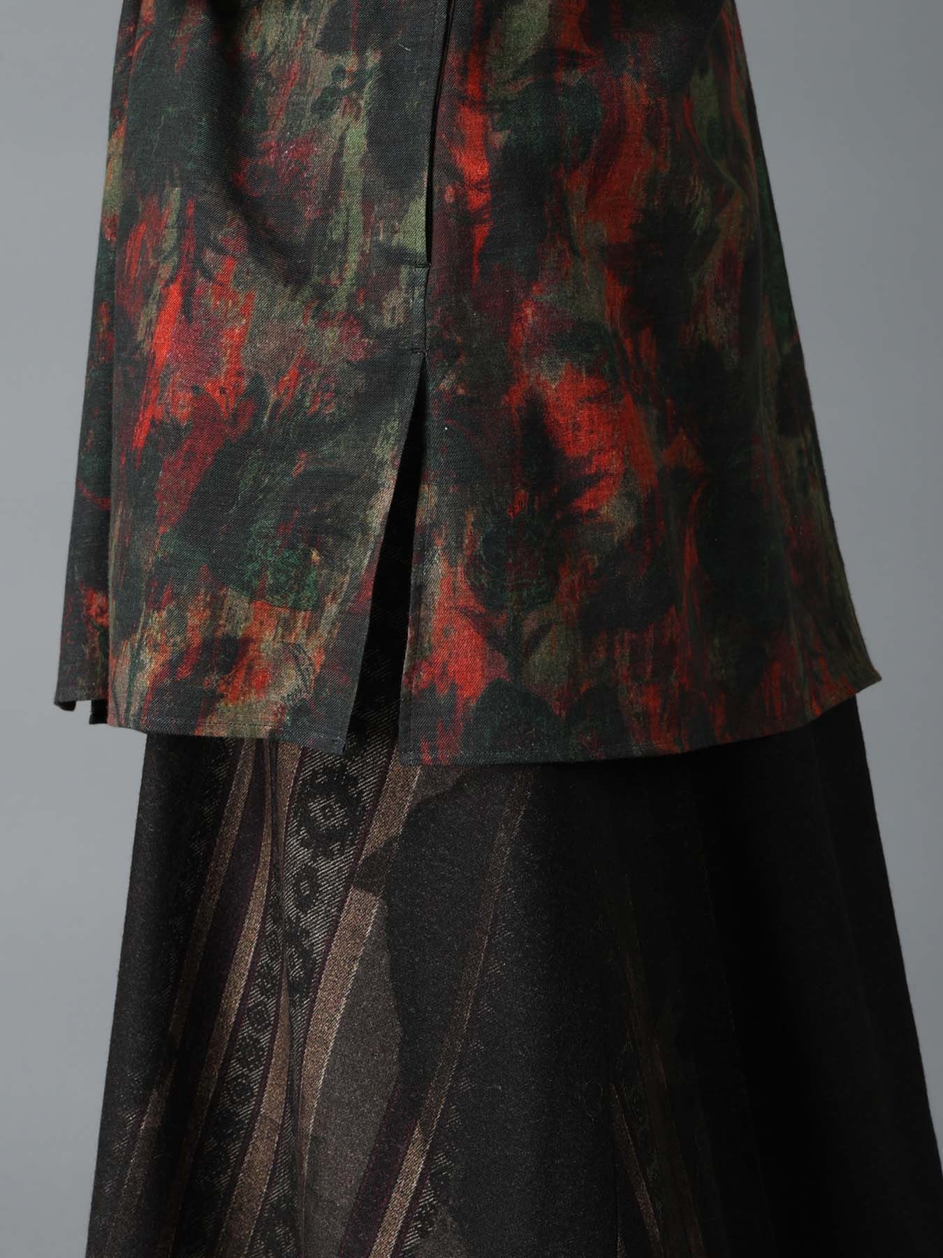 COTTON WOOL VIYELLA SHADOW FLORAL PATTERN DOLMAN SHIRT