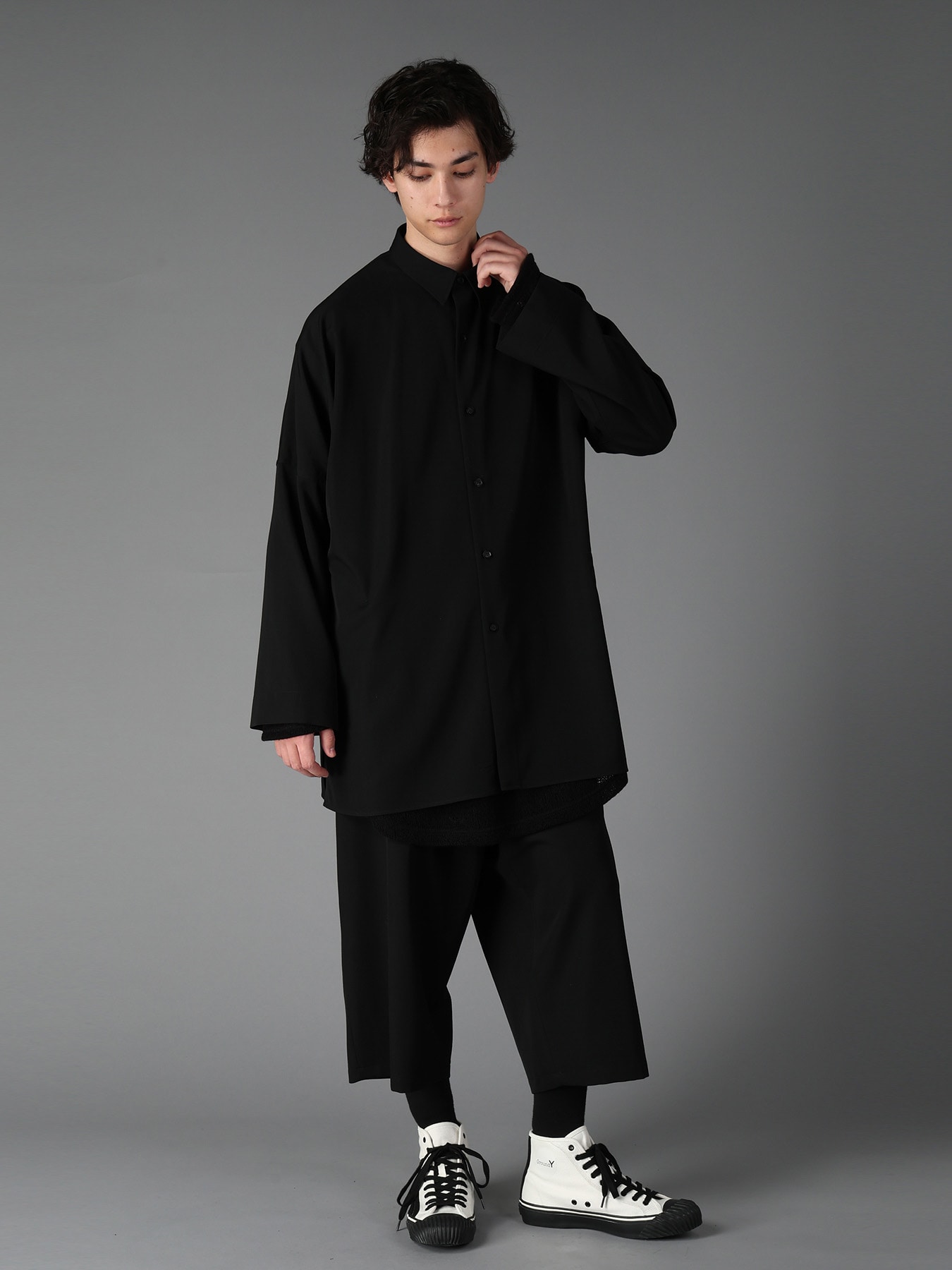 WOOL GABARDINE DOLMAN  SHIRT