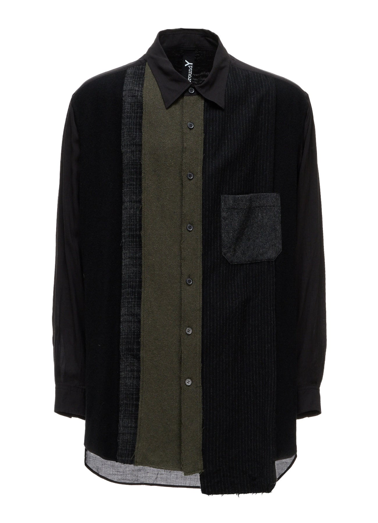 SWITCHING MATERIAL PATCHWORK SHIRT
