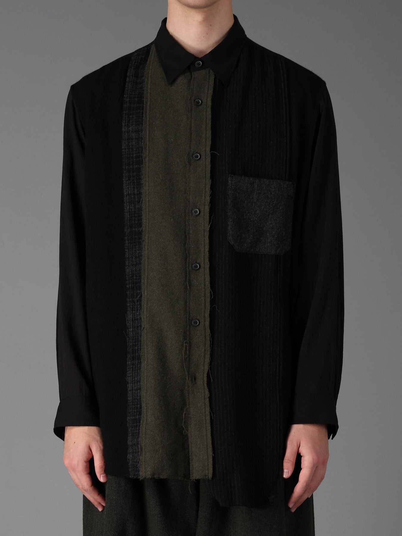 SWITCHING MATERIAL PATCHWORK SHIRT