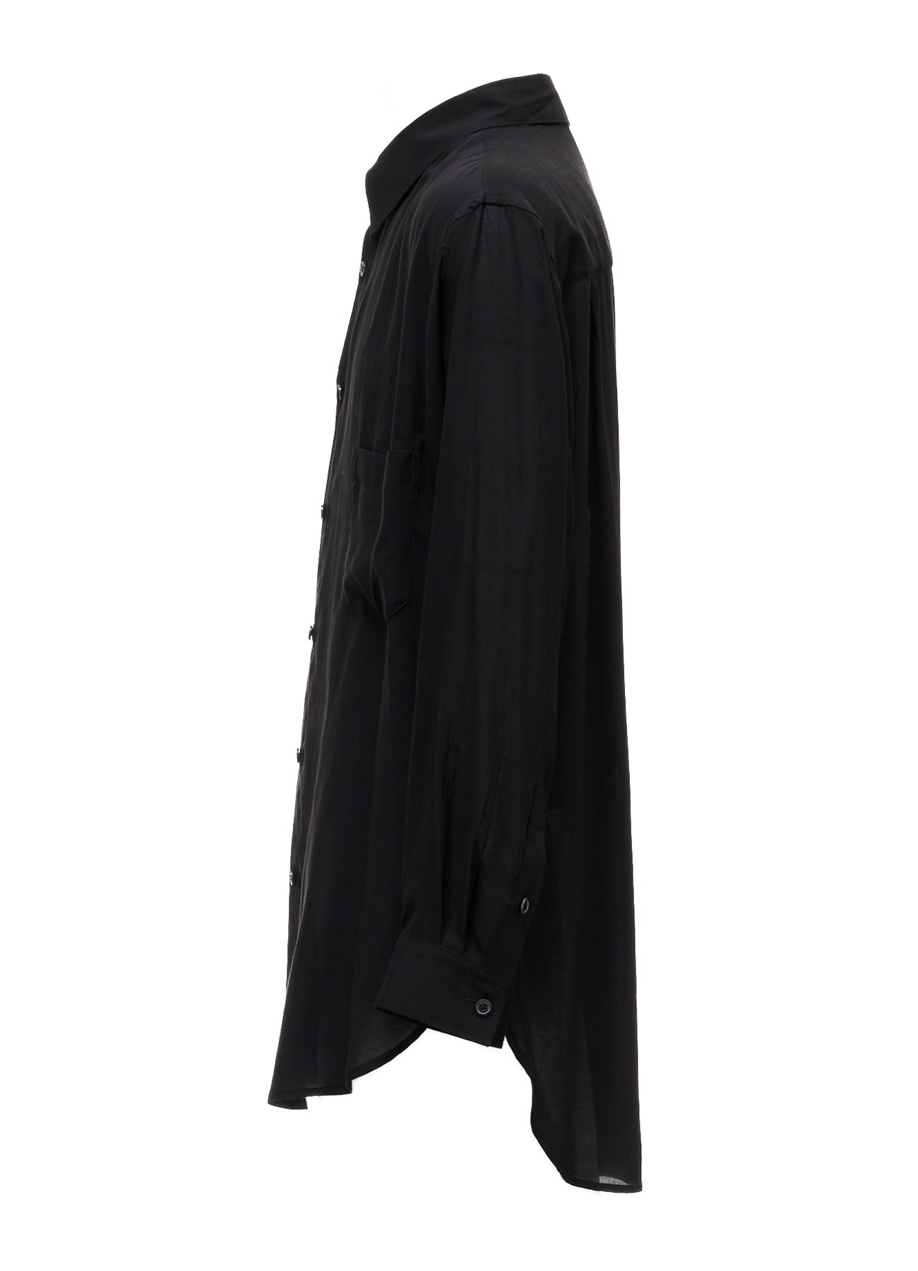 CELLULOSE LAWN ASYMMETRICAL COLLAR SHIRT