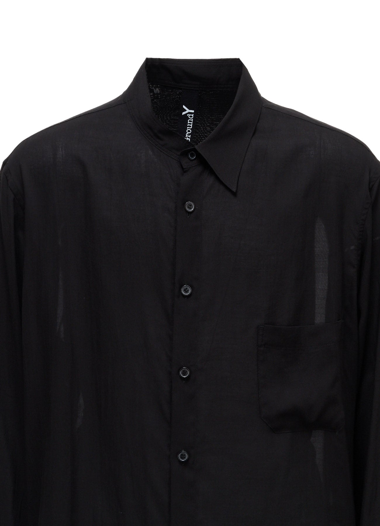 CELLULOSE LAWN ASYMMETRICAL COLLAR SHIRT