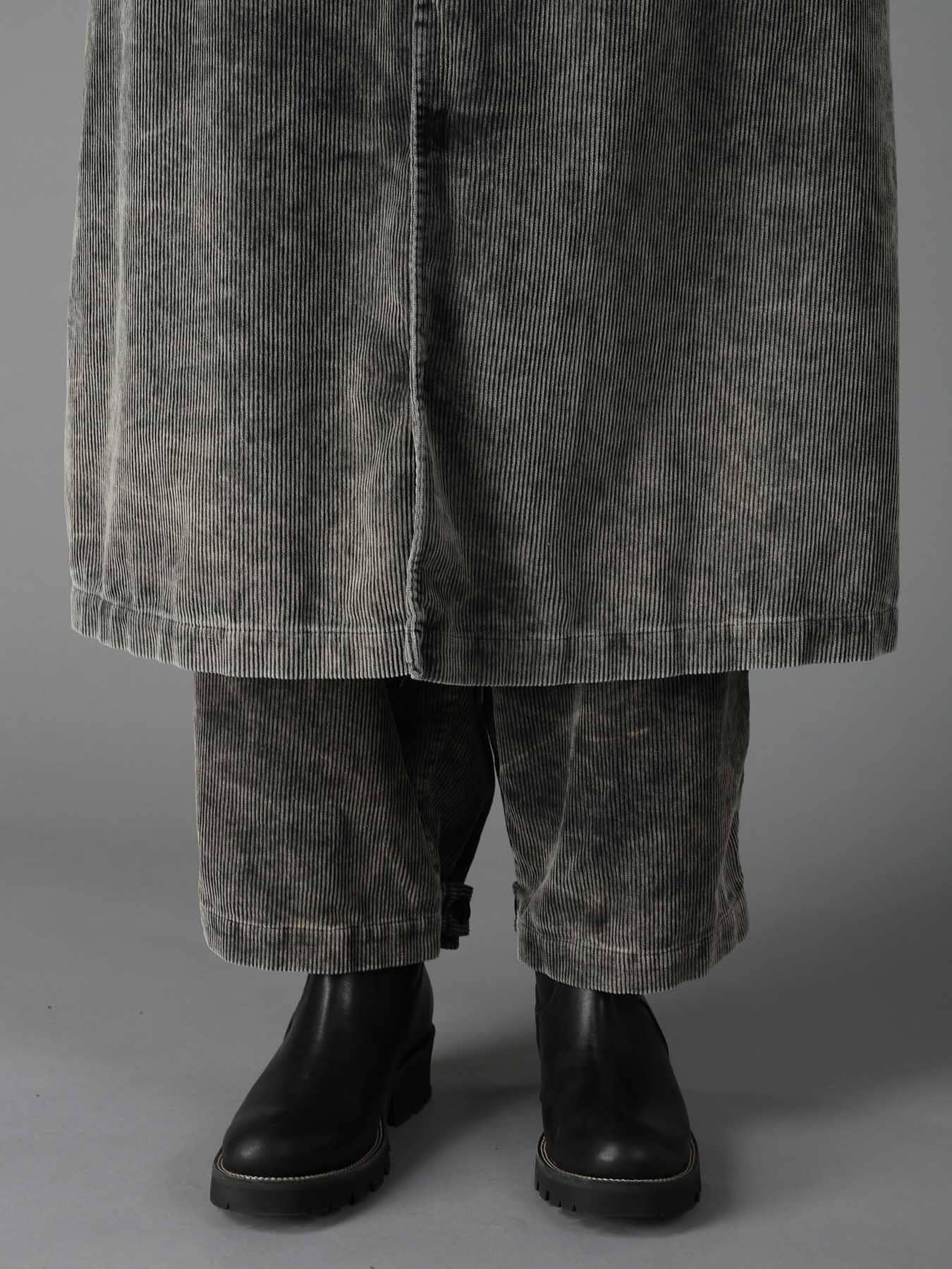 SULFUR-DYED CORDUROY CHEMICAL-BLEACH LONG COAT