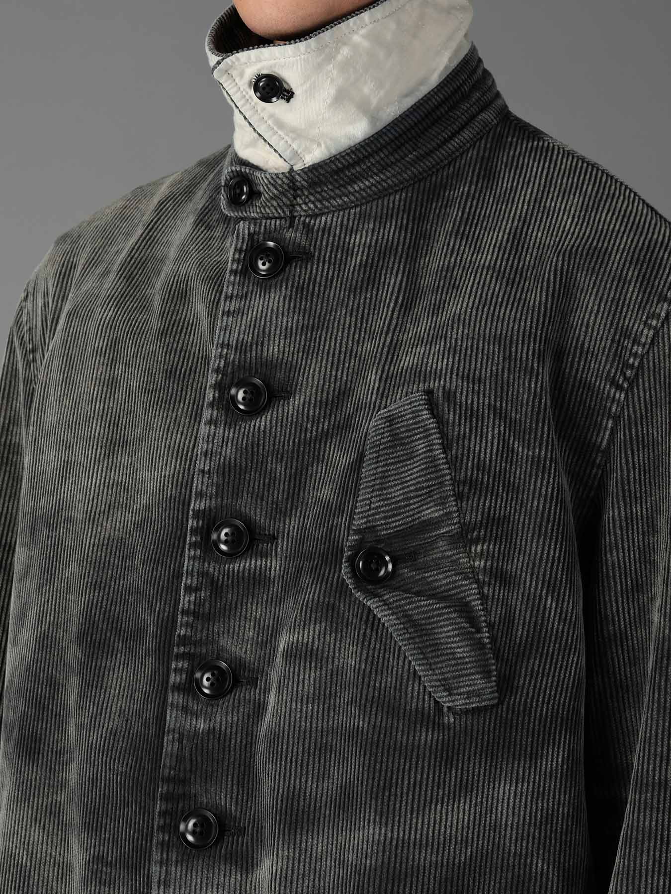 SULFUR-DYED CORDUROY CHEMICAL-BLEACH LONG COAT