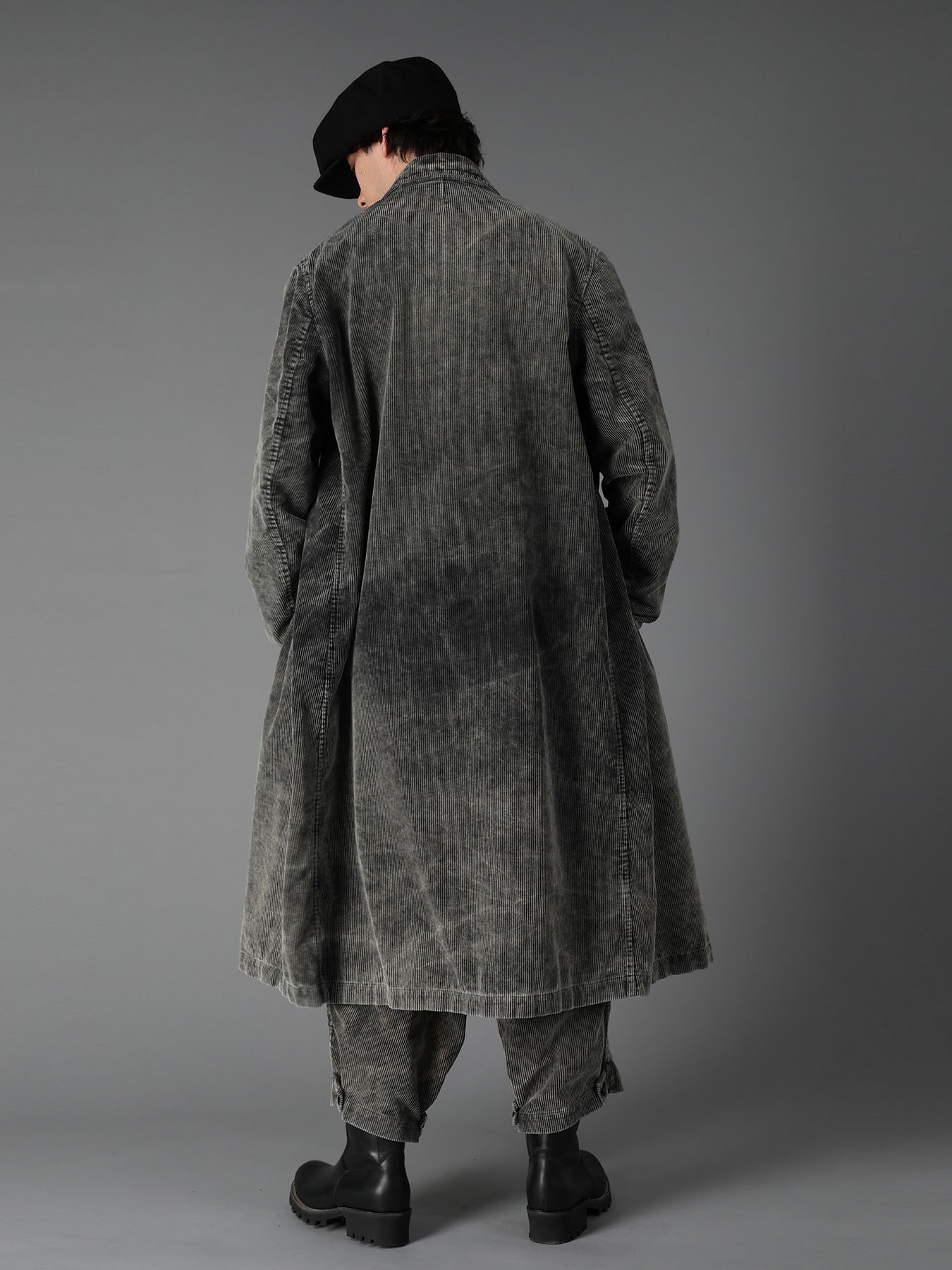 SULFUR-DYED CORDUROY CHEMICAL-BLEACH LONG COAT