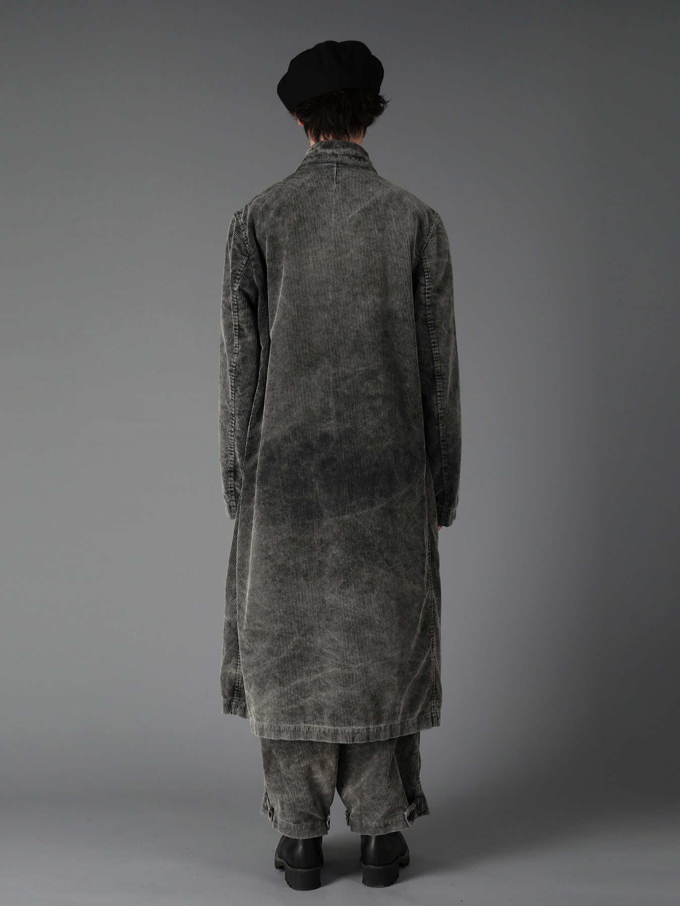 SULFUR-DYED CORDUROY CHEMICAL-BLEACH LONG COAT
