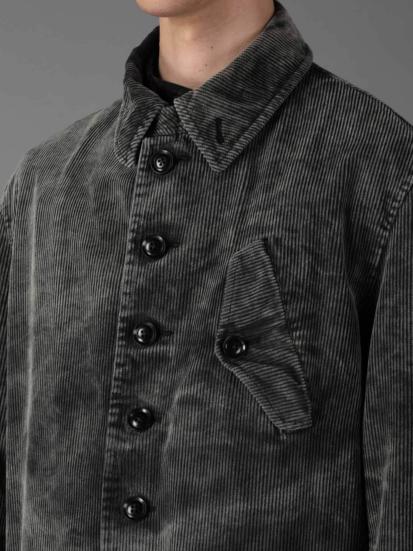 SULFUR-DYED CORDUROY CHEMICAL-BLEACH LONG COAT