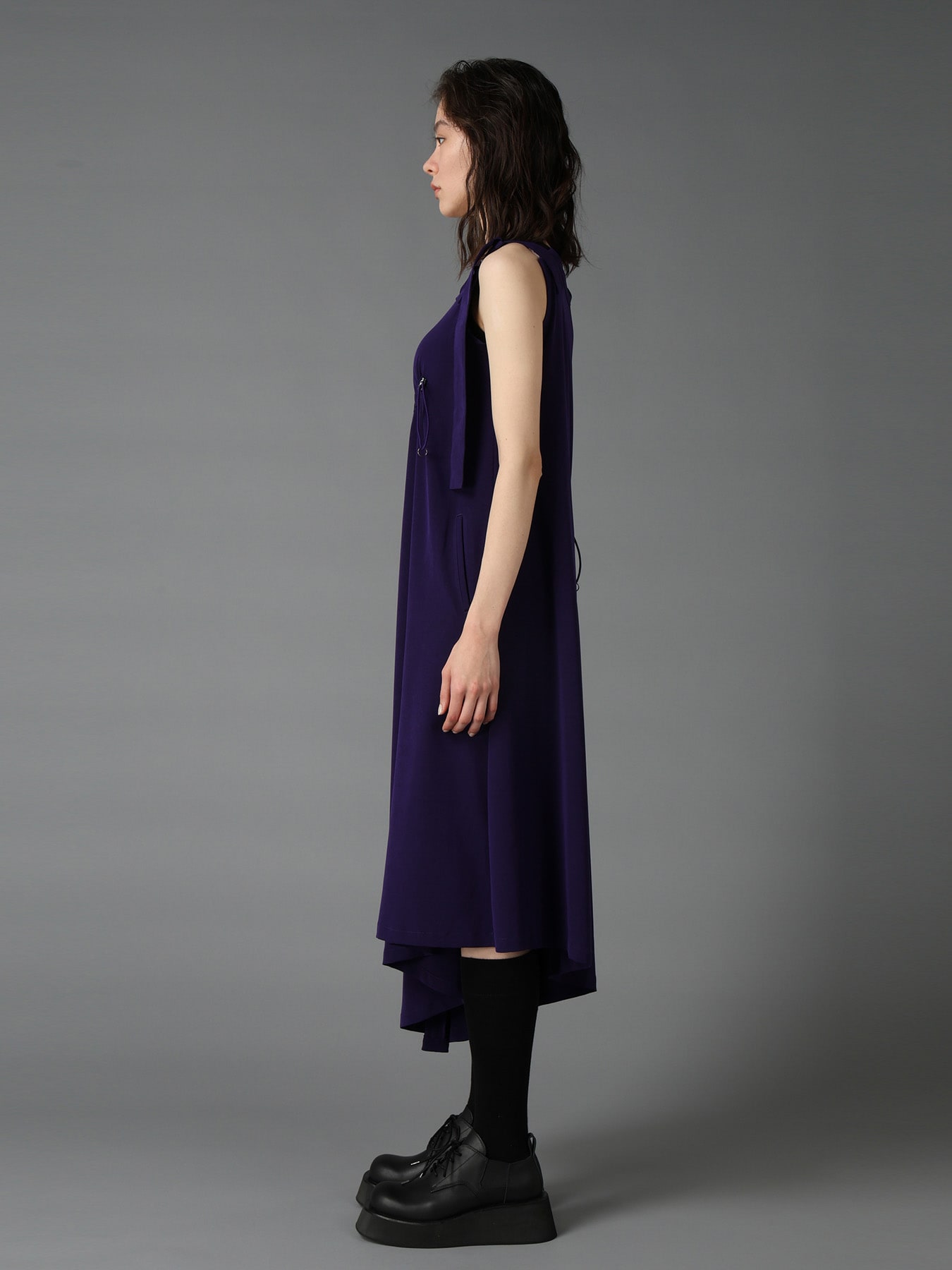 CREPE de CHINE ASYMMETRY DRAWCORD DRESS