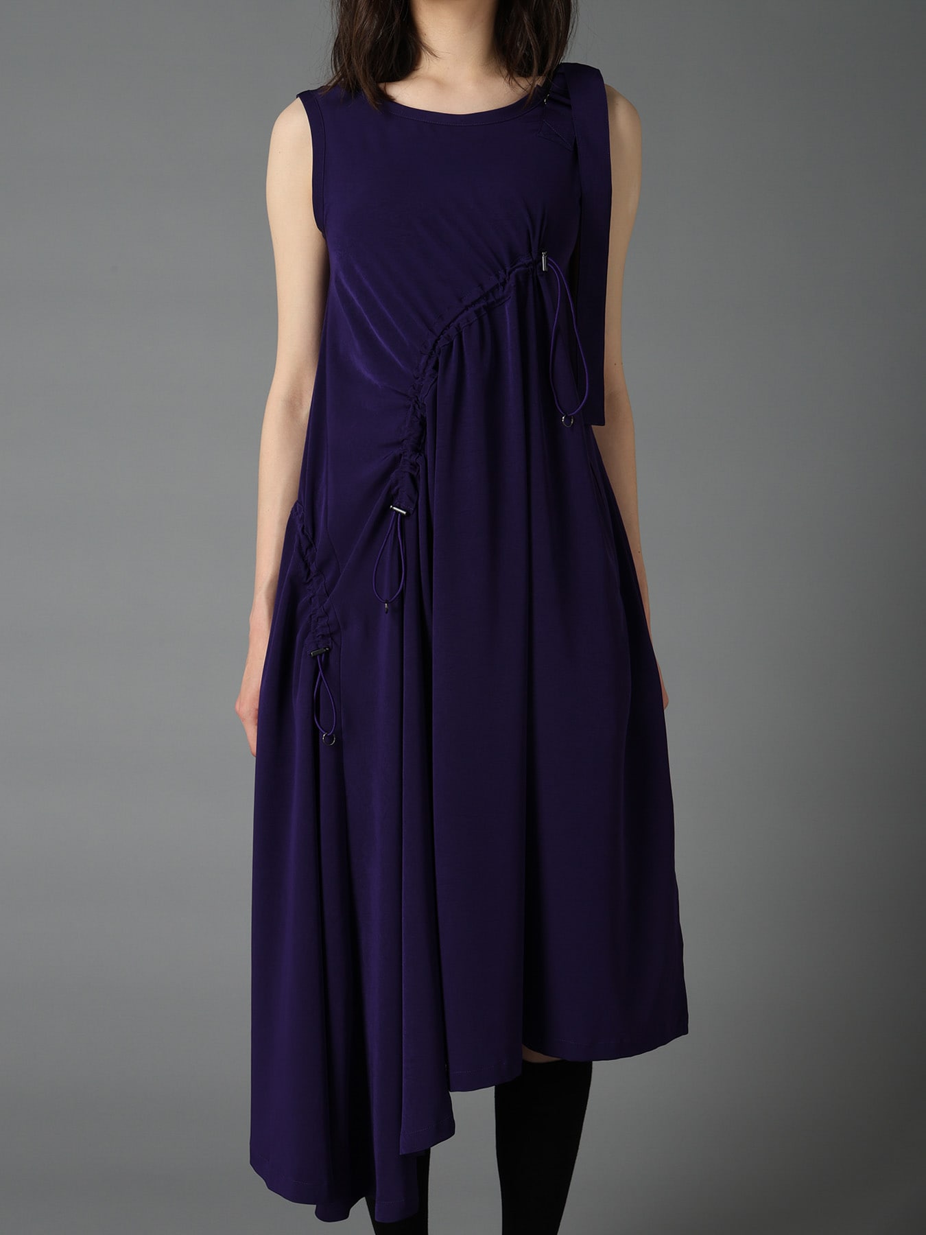 CREPE de CHINE ASYMMETRY DRAWCORD DRESS
