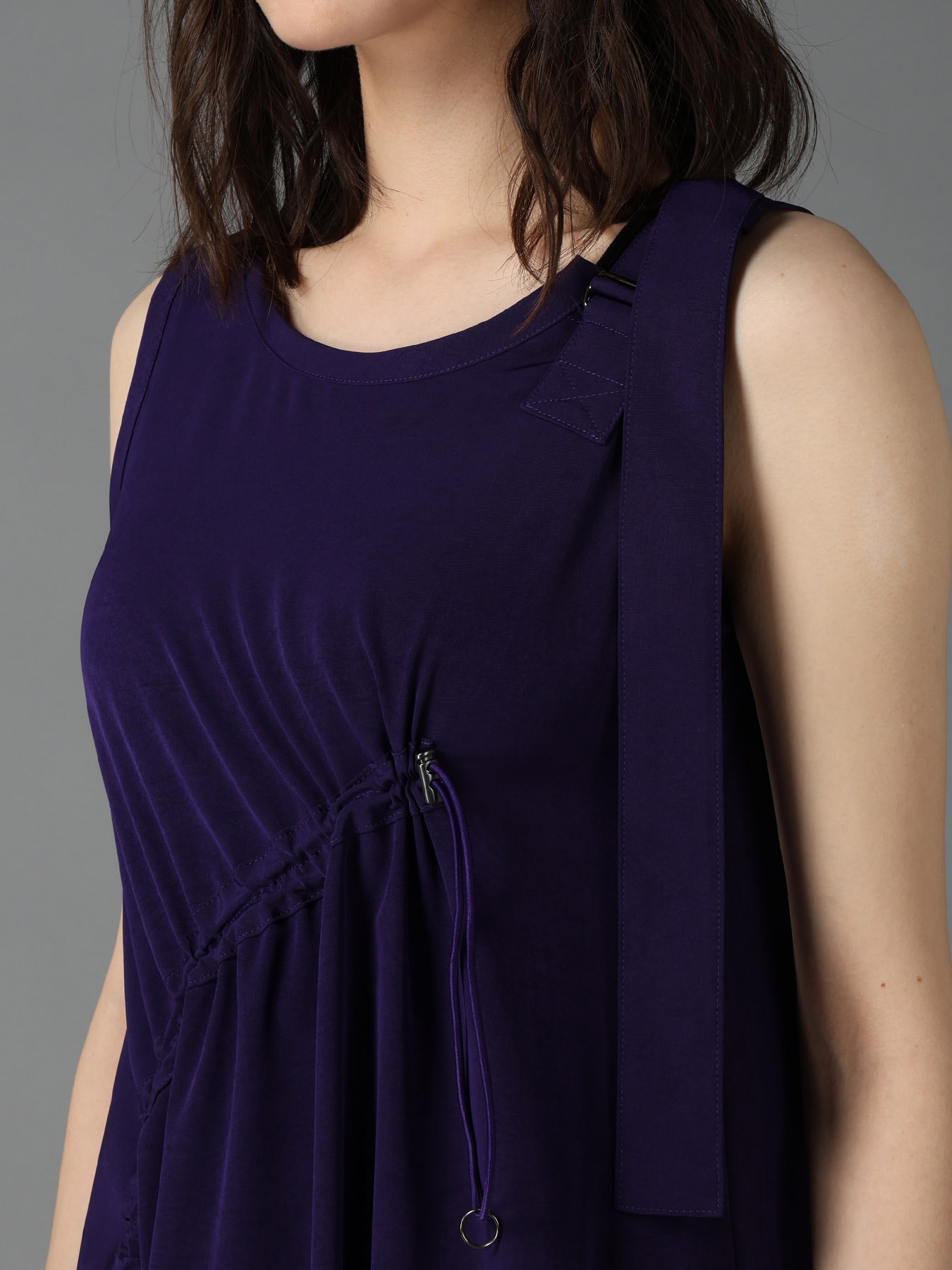 CREPE de CHINE ASYMMETRY DRAWCORD DRESS