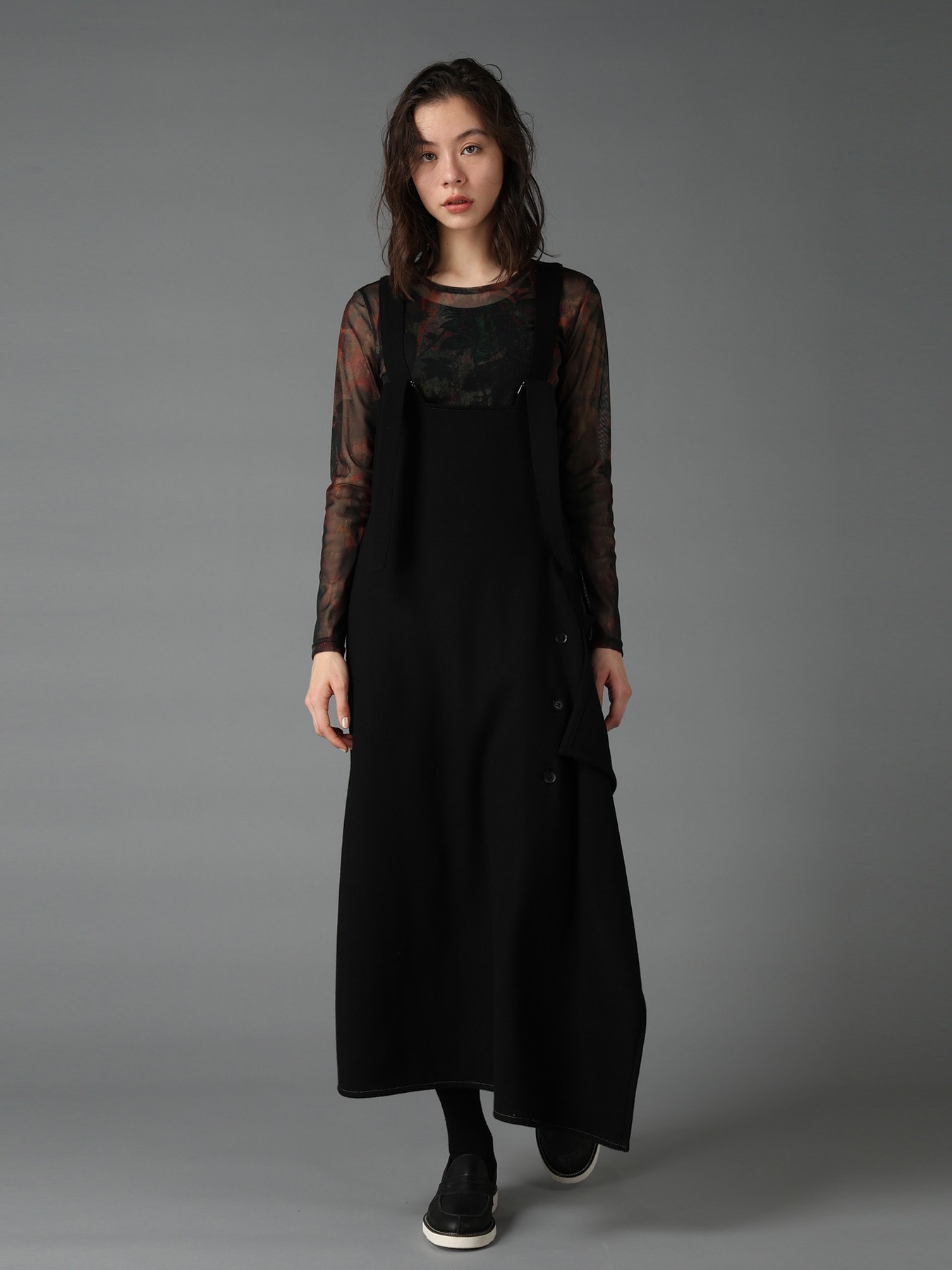 SOFT SPUN 1/14 JERSEY SUSPENDER DRAPE DRESS