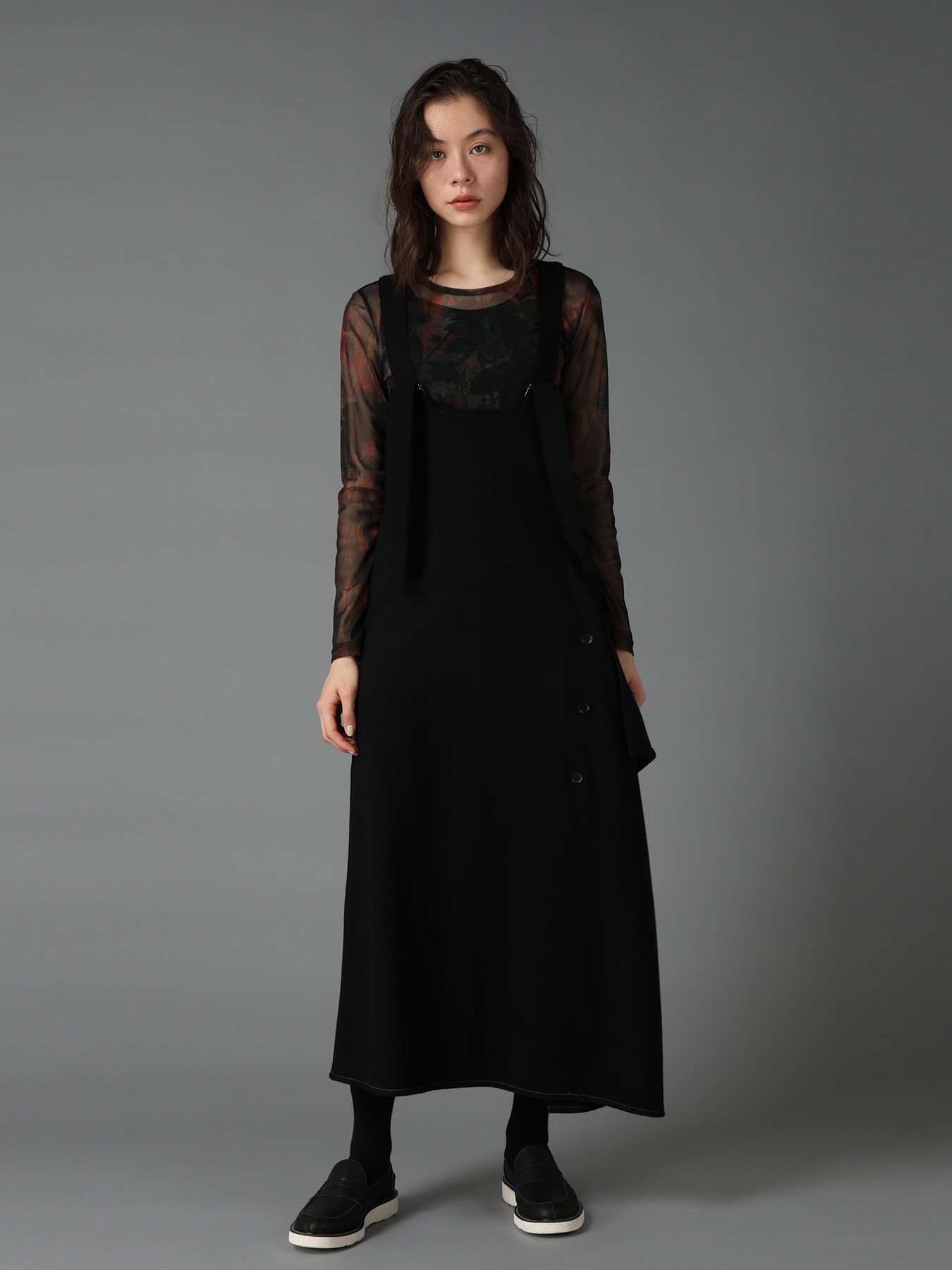 SOFT SPUN 1/14 JERSEY SUSPENDER DRAPE DRESS