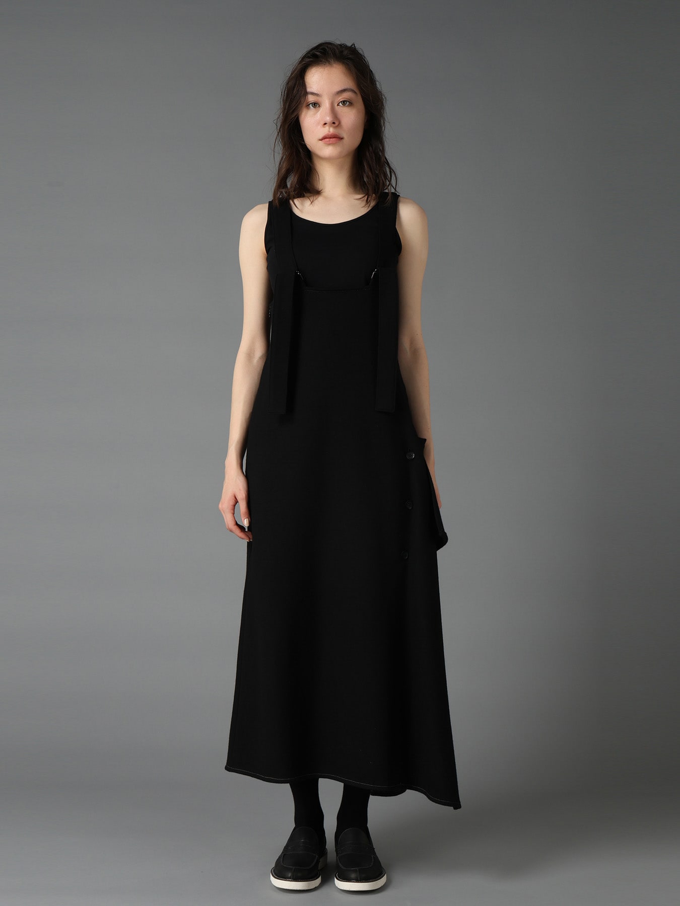 SOFT SPUN 1/14 JERSEY SUSPENDER DRAPE DRESS