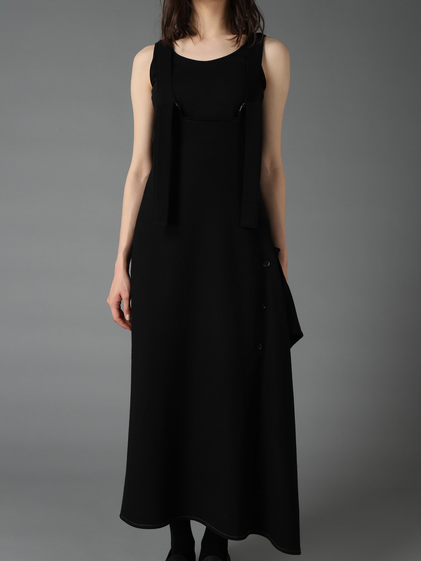 SOFT SPUN 1/14 JERSEY SUSPENDER DRAPE DRESS