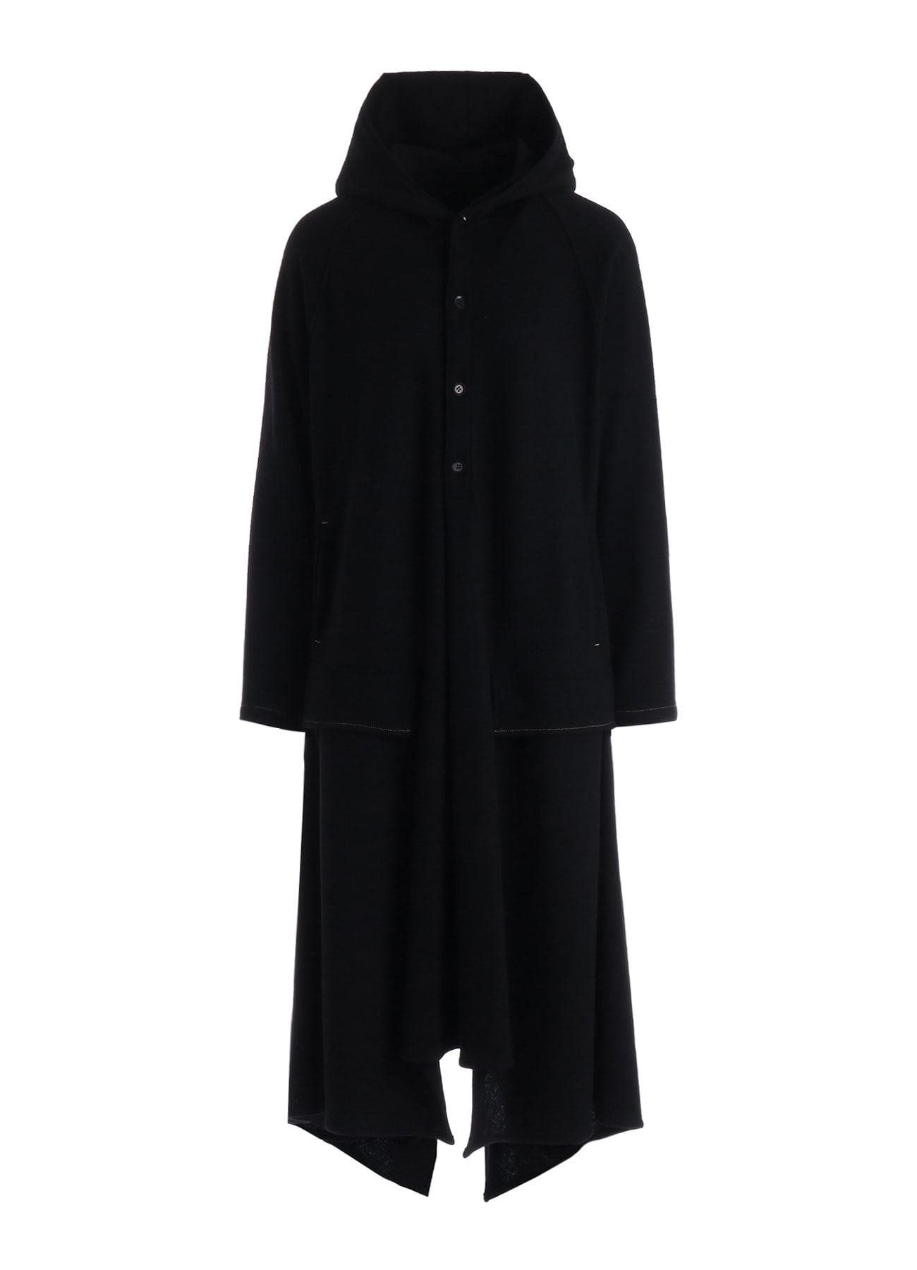 SOFT SPUN 1/14 JERSEY HOODED LONG DRESS(FREE SIZE Black): Ground Y