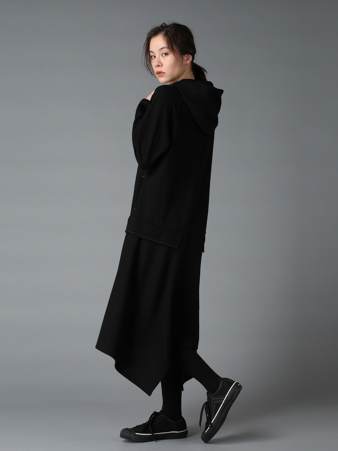 SOFT SPUN 1/14 JERSEY HOODED LONG DRESS