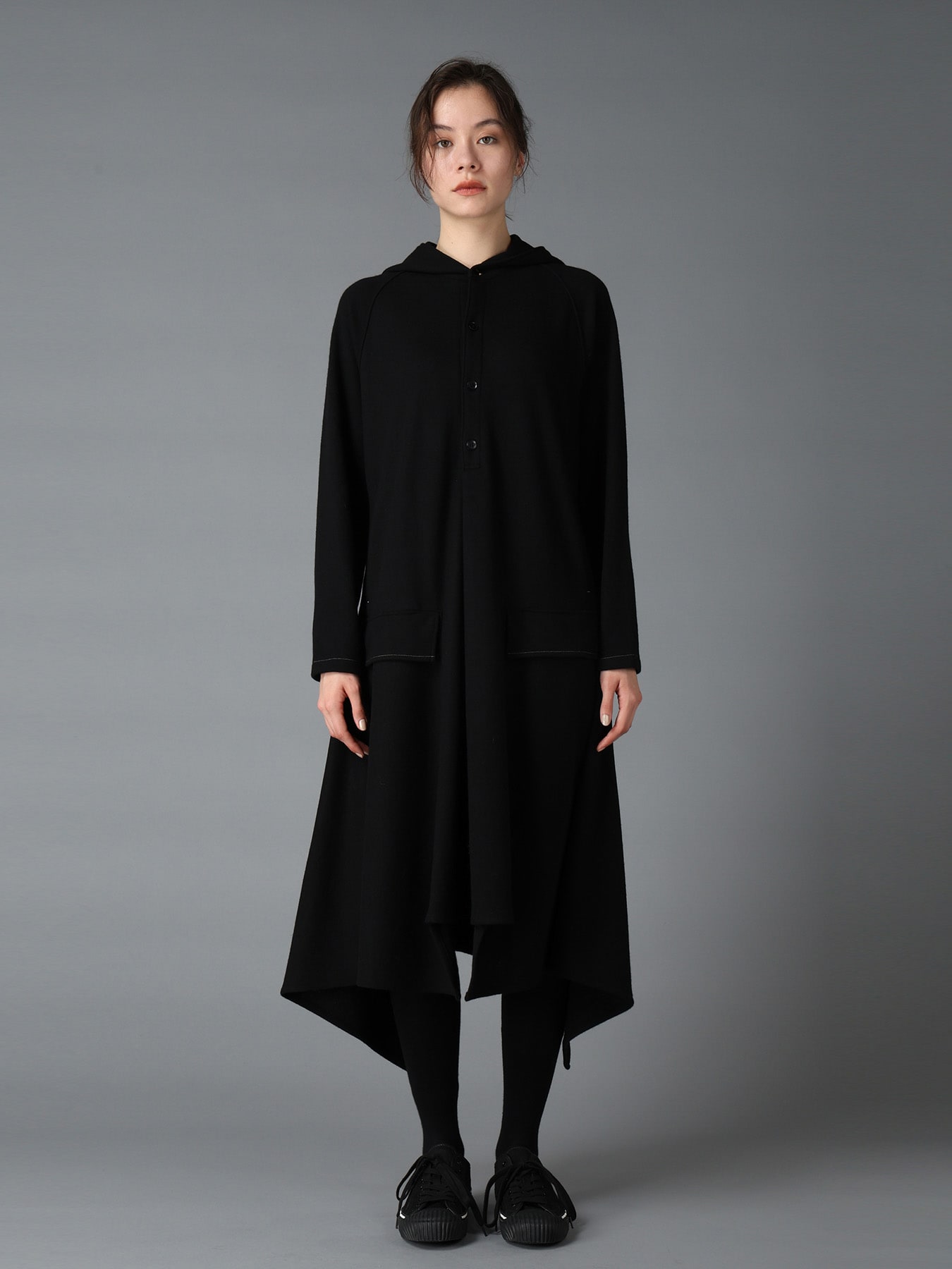 SOFT SPUN 1/14 JERSEY HOODED LONG DRESS