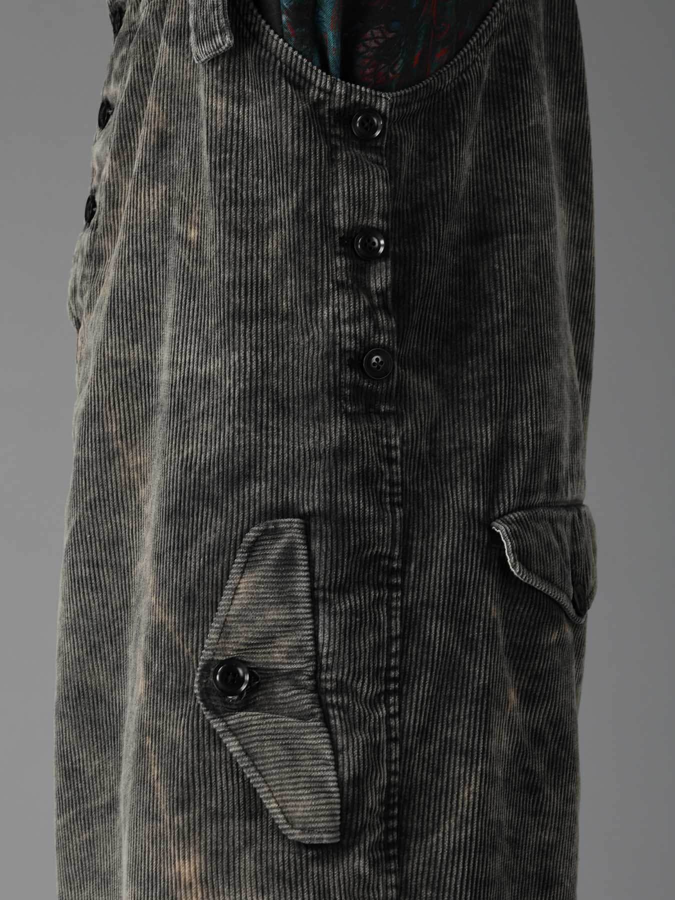 SULFUR-DYED CORDUROY CHEMICAL-BLEACH OVERALL