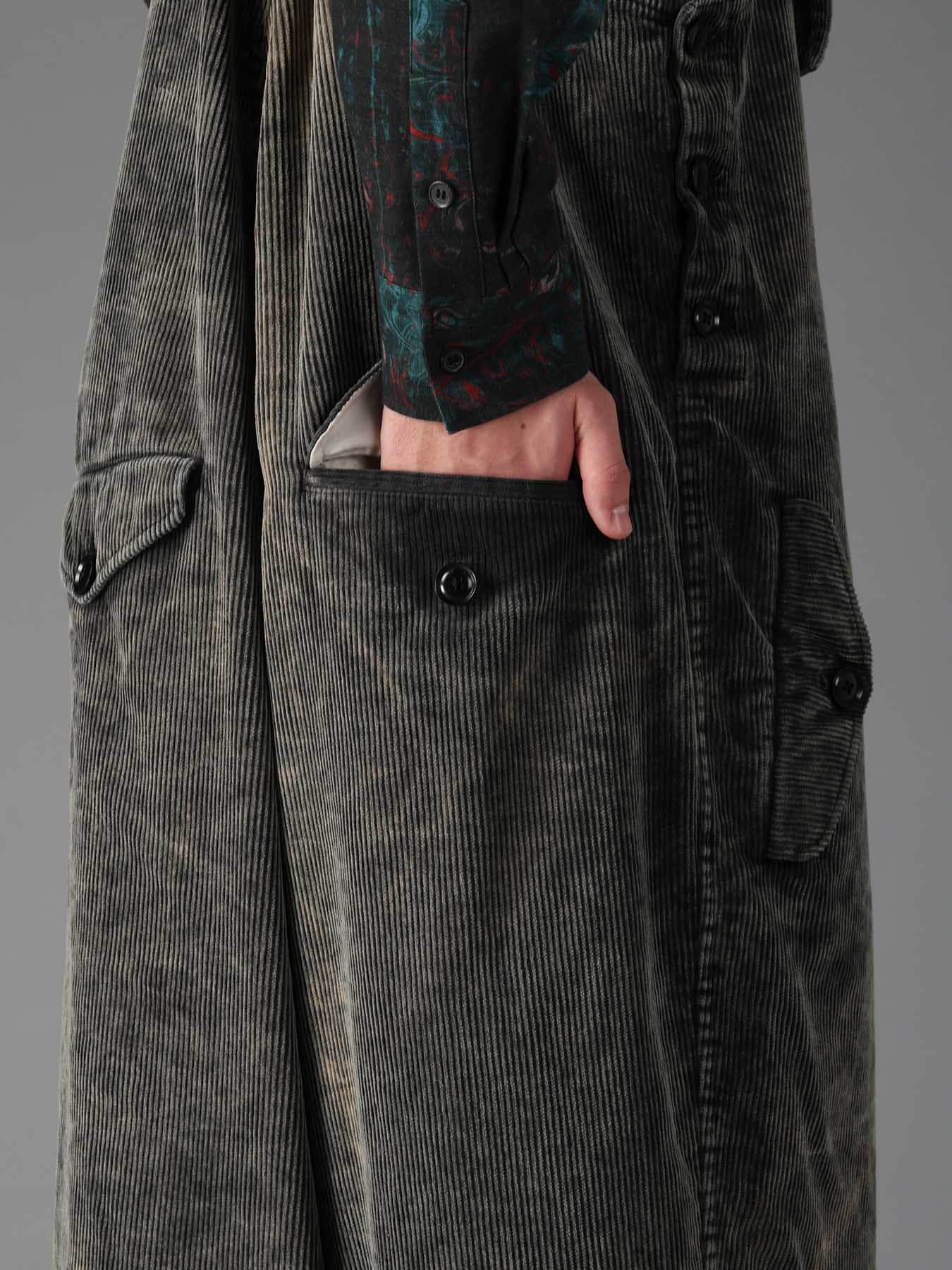 SULFUR-DYED CORDUROY CHEMICAL-BLEACH OVERALL