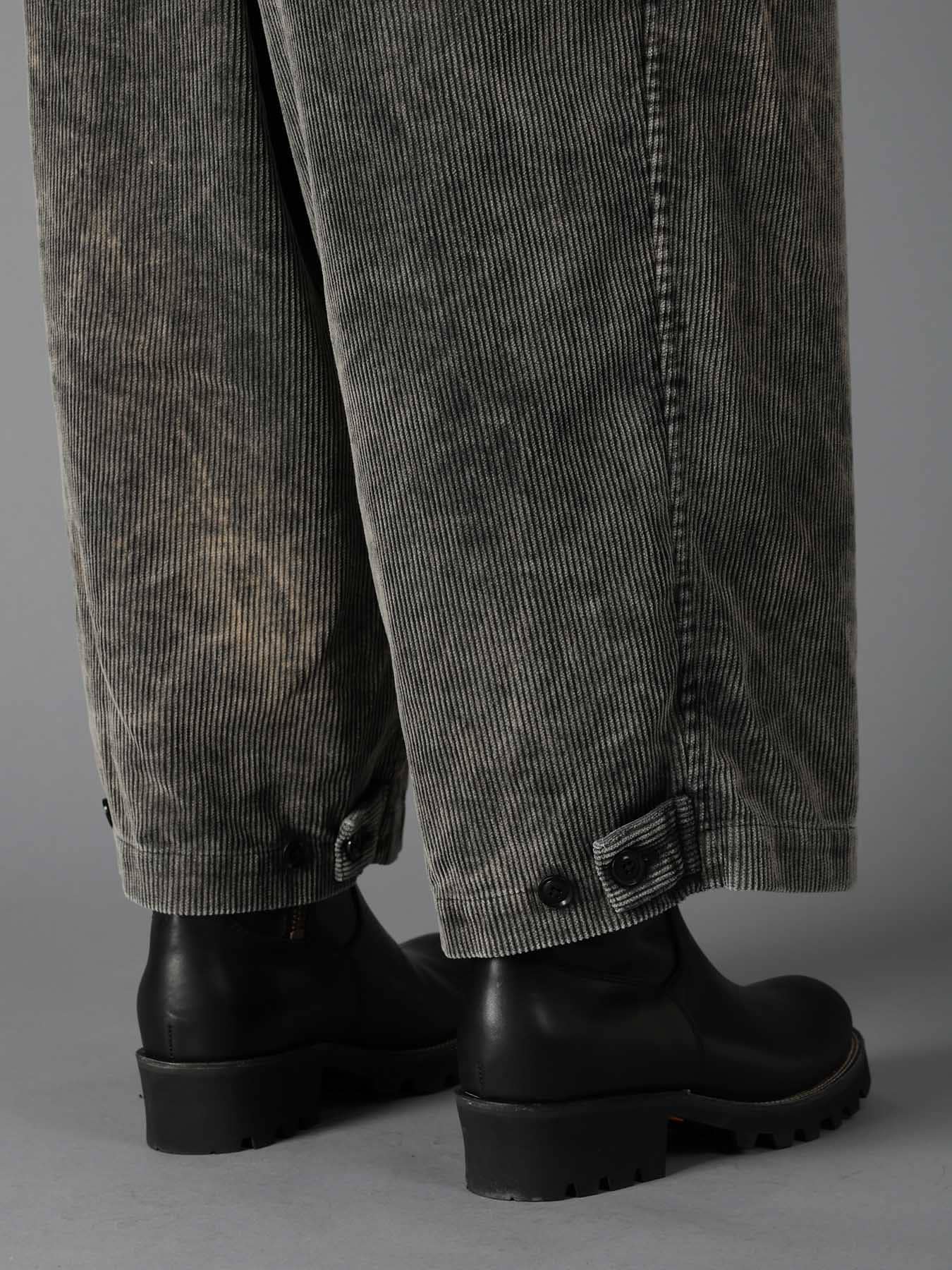 SULFUR-DYED CORDUROY CHEMICAL-BLEACH OVERALL