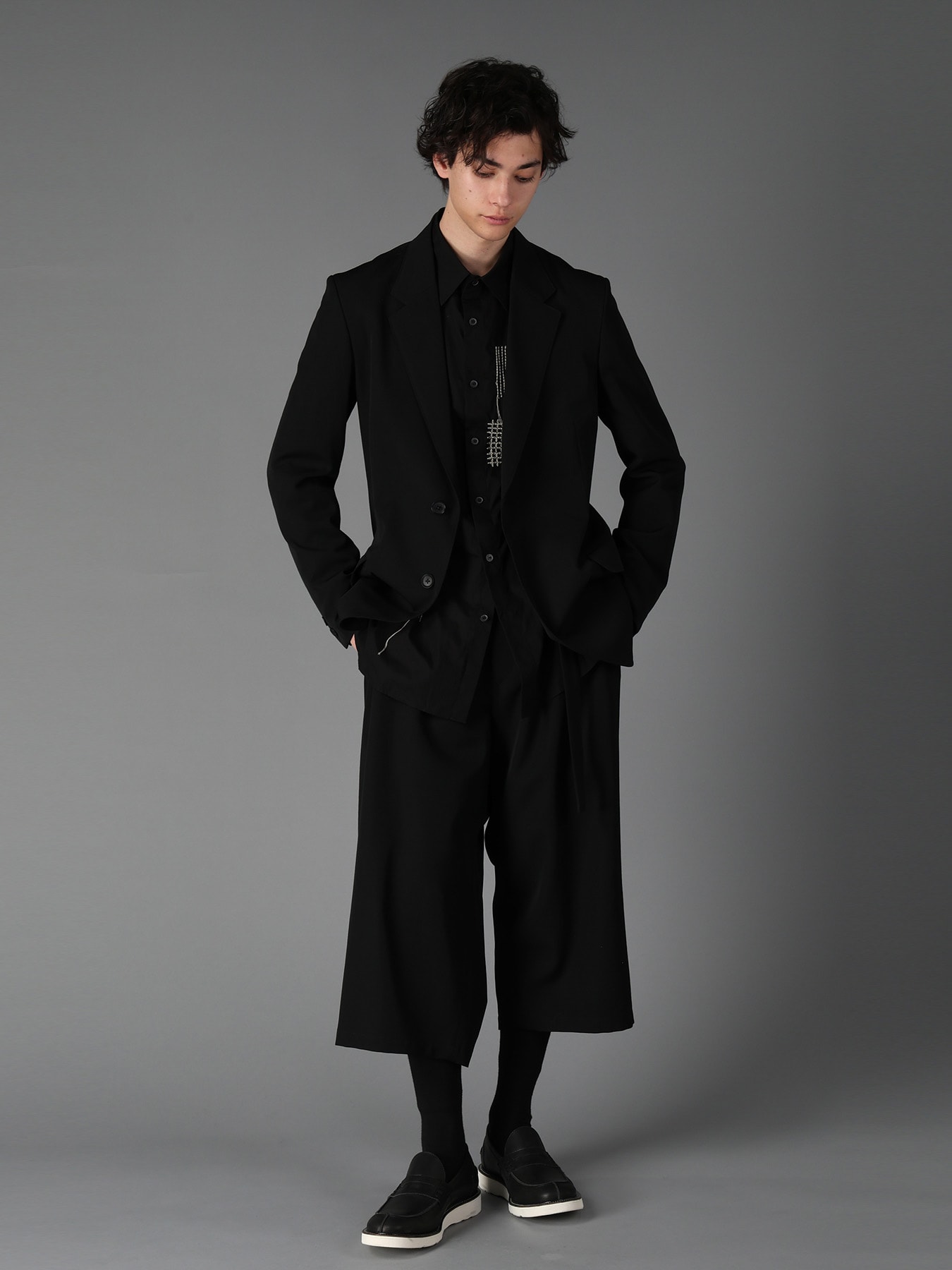 WOOL GABARDINE SIDE BELT JACKET