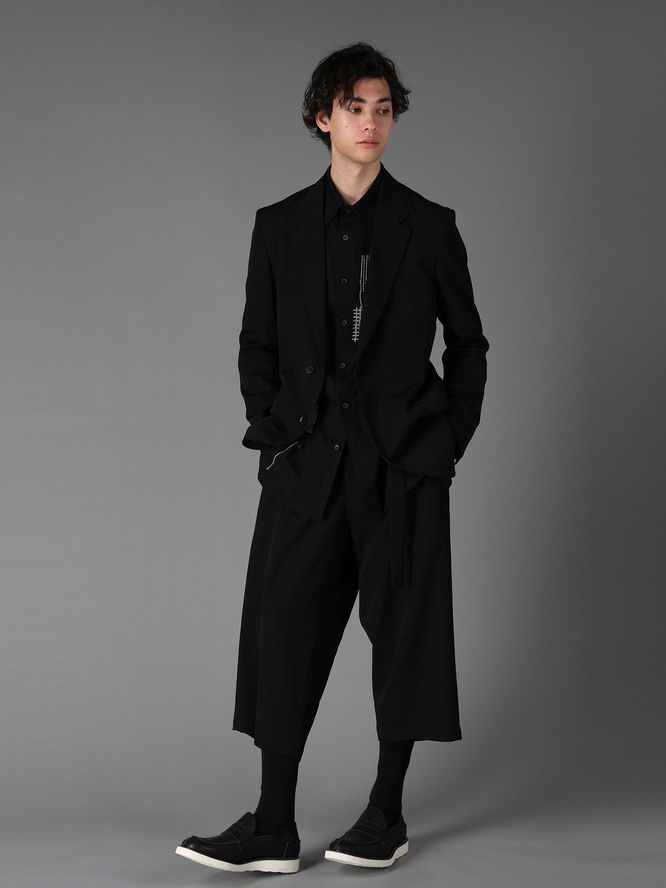 WOOL GABARDINE SIDE BELT JACKET