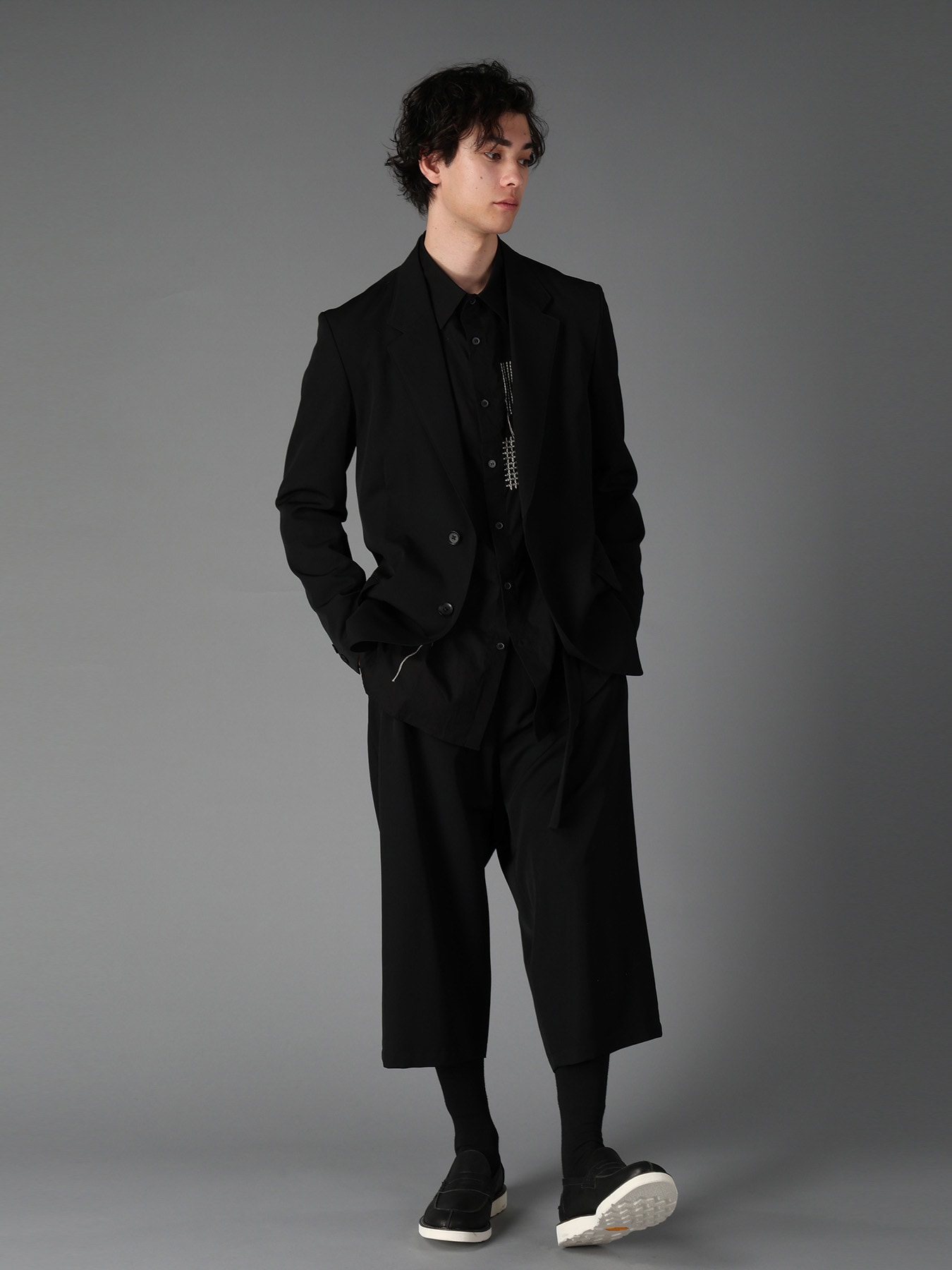 WOOL GABARDINE SIDE BELT JACKET