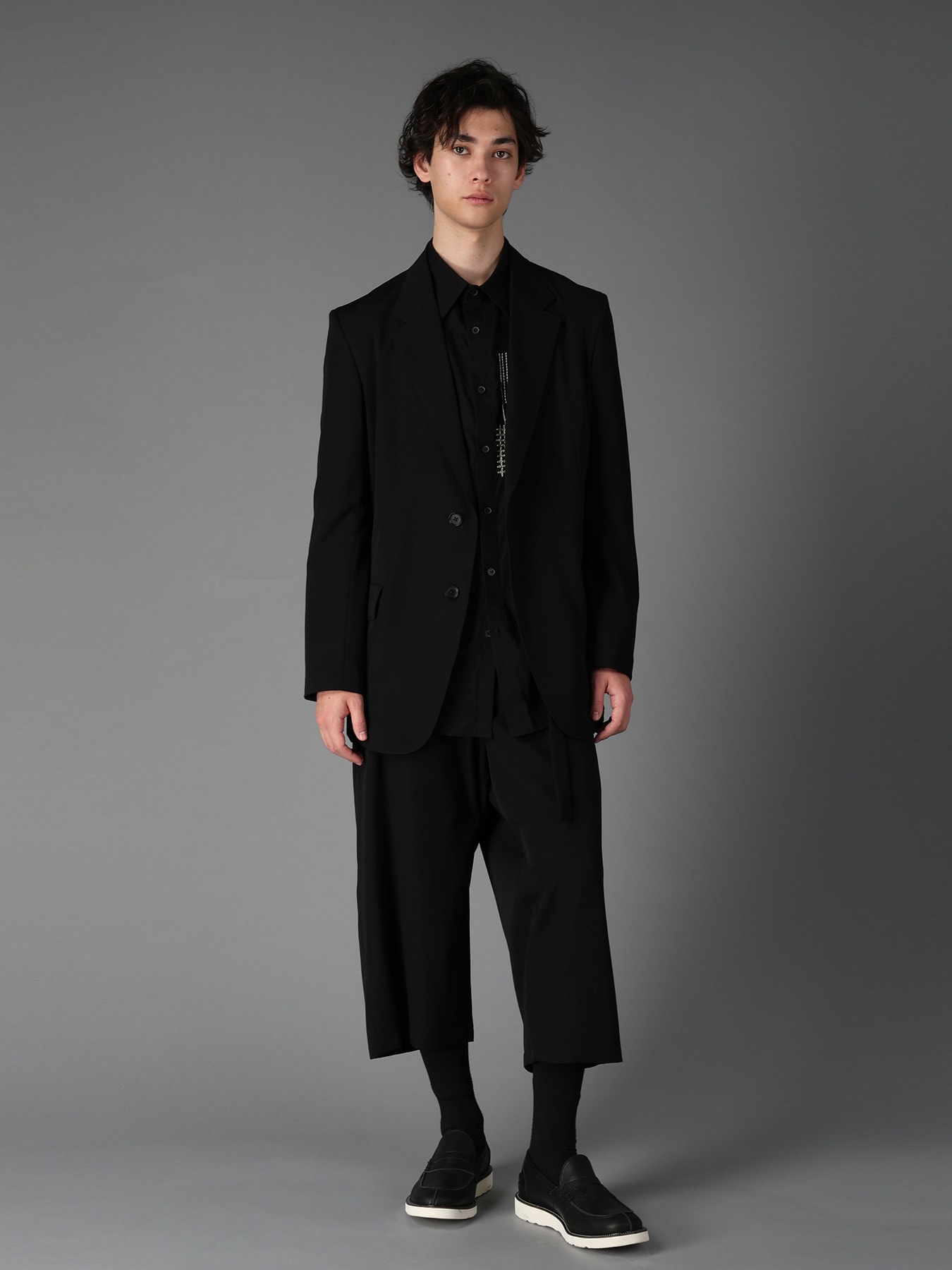 WOOL GABARDINE SIDE BELT JACKET